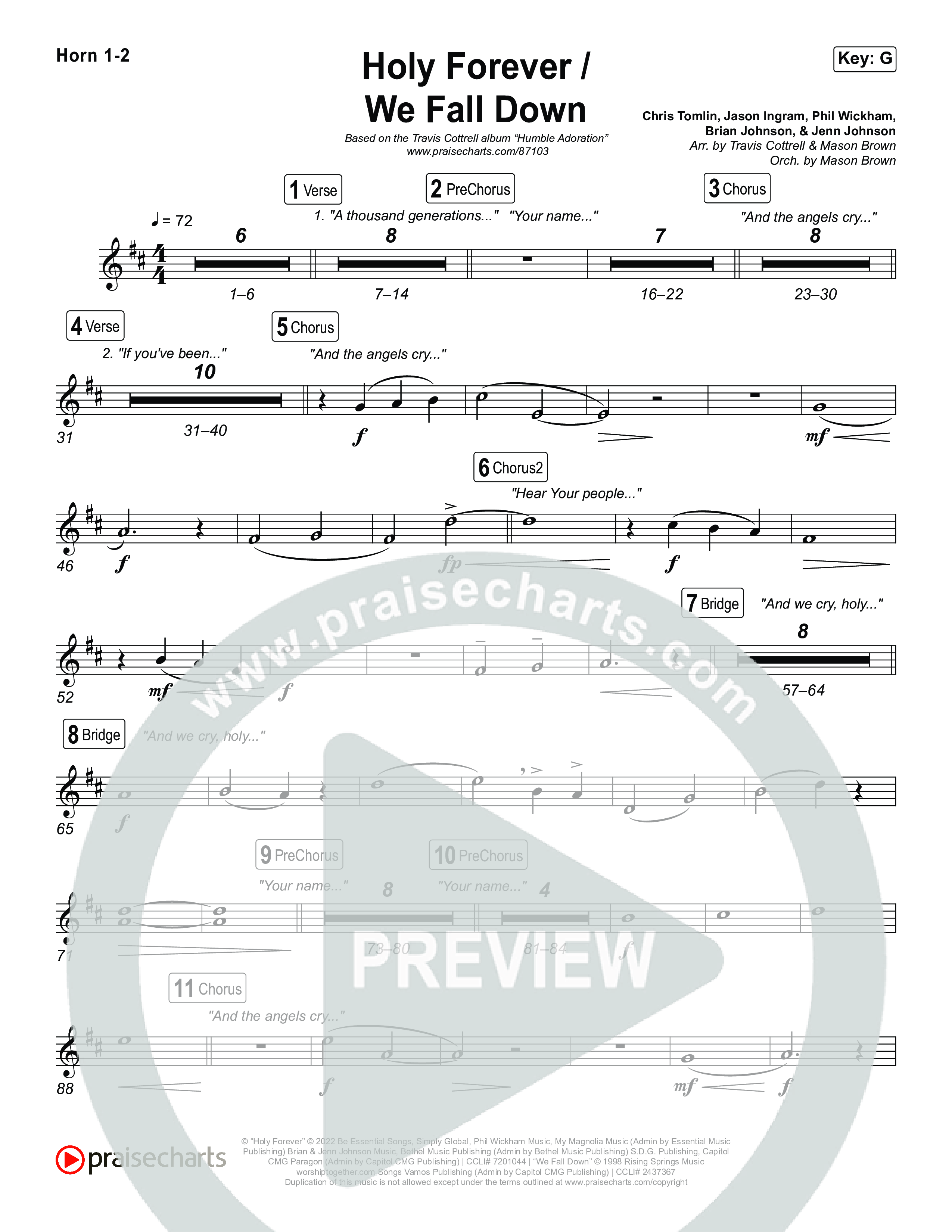 Holy Forever / We Fall Down (Choral/SATB) Brass Pack (Travis Cottrell / Skye Reedy / Arr. Mason Brown)