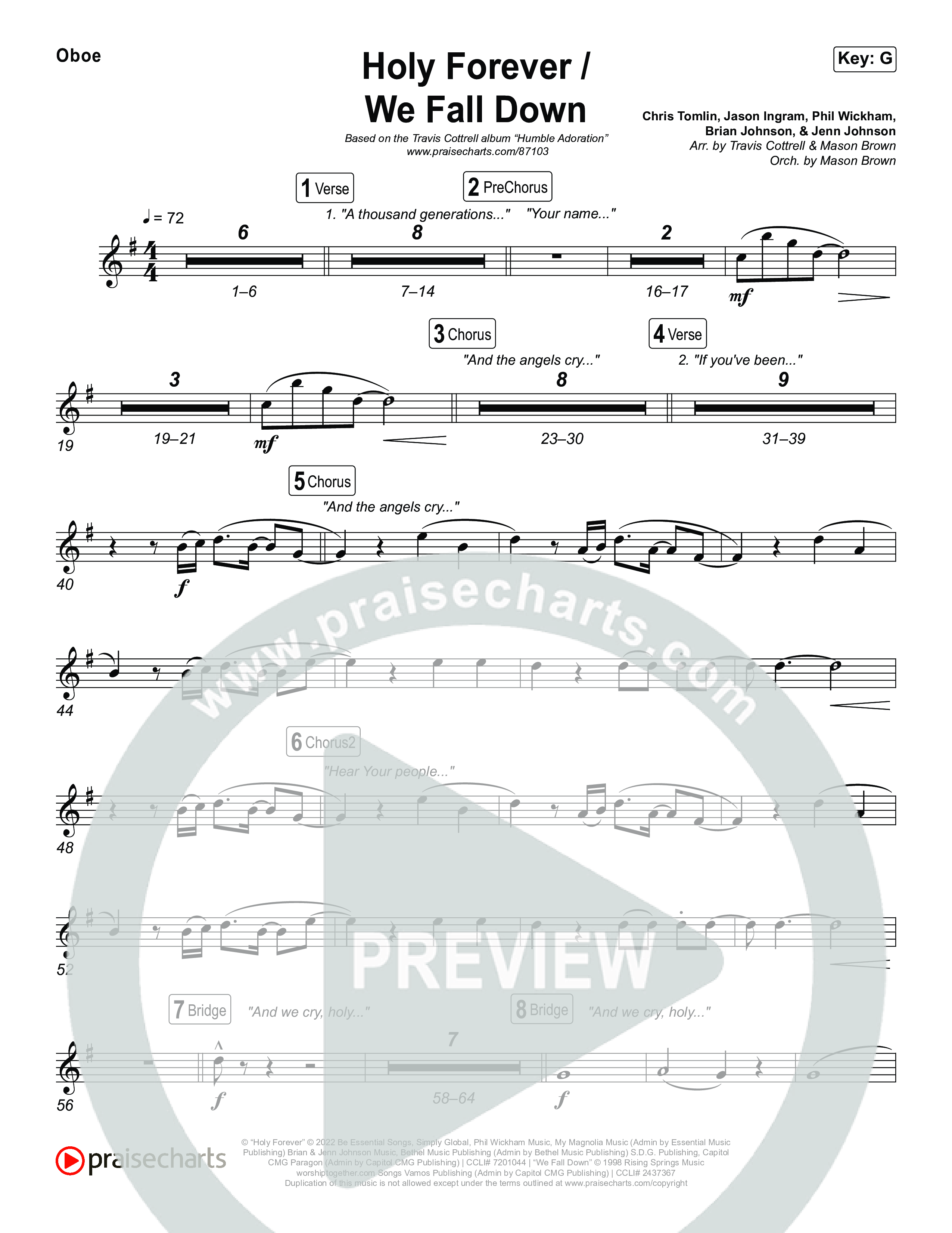 Holy Forever / We Fall Down (Choral/SATB) Wind Pack (Travis Cottrell / Skye Reedy / Arr. Mason Brown)