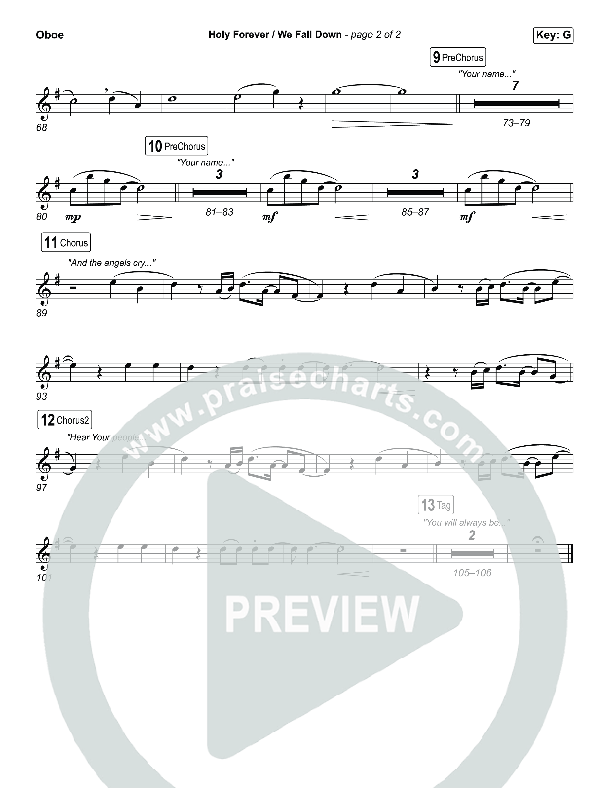 Holy Forever / We Fall Down (Choral/SATB) Oboe (Travis Cottrell / Skye Reedy / Arr. Mason Brown)