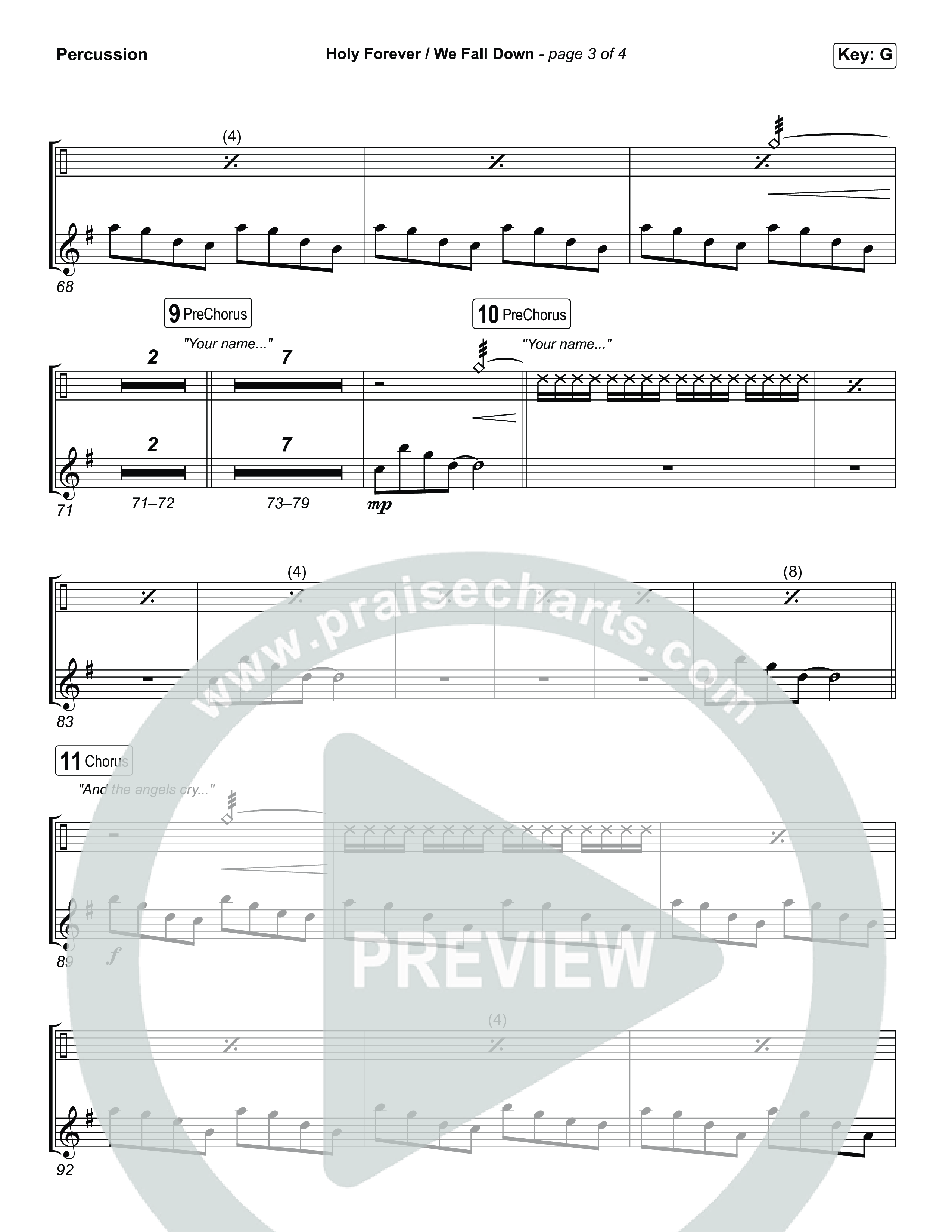 Holy Forever / We Fall Down (Choral/SATB) Percussion (Travis Cottrell / Skye Reedy / Arr. Mason Brown)