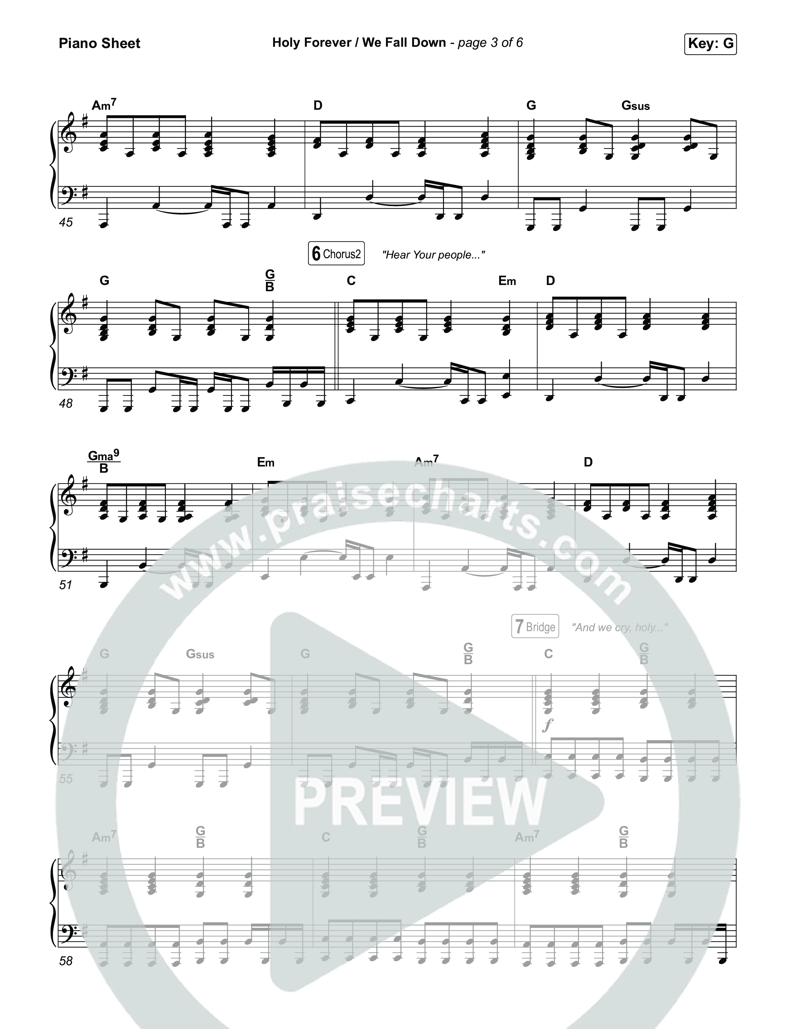 Holy Forever / We Fall Down (Choral/SATB) Piano Sheet (Travis Cottrell / Skye Reedy / Arr. Mason Brown)