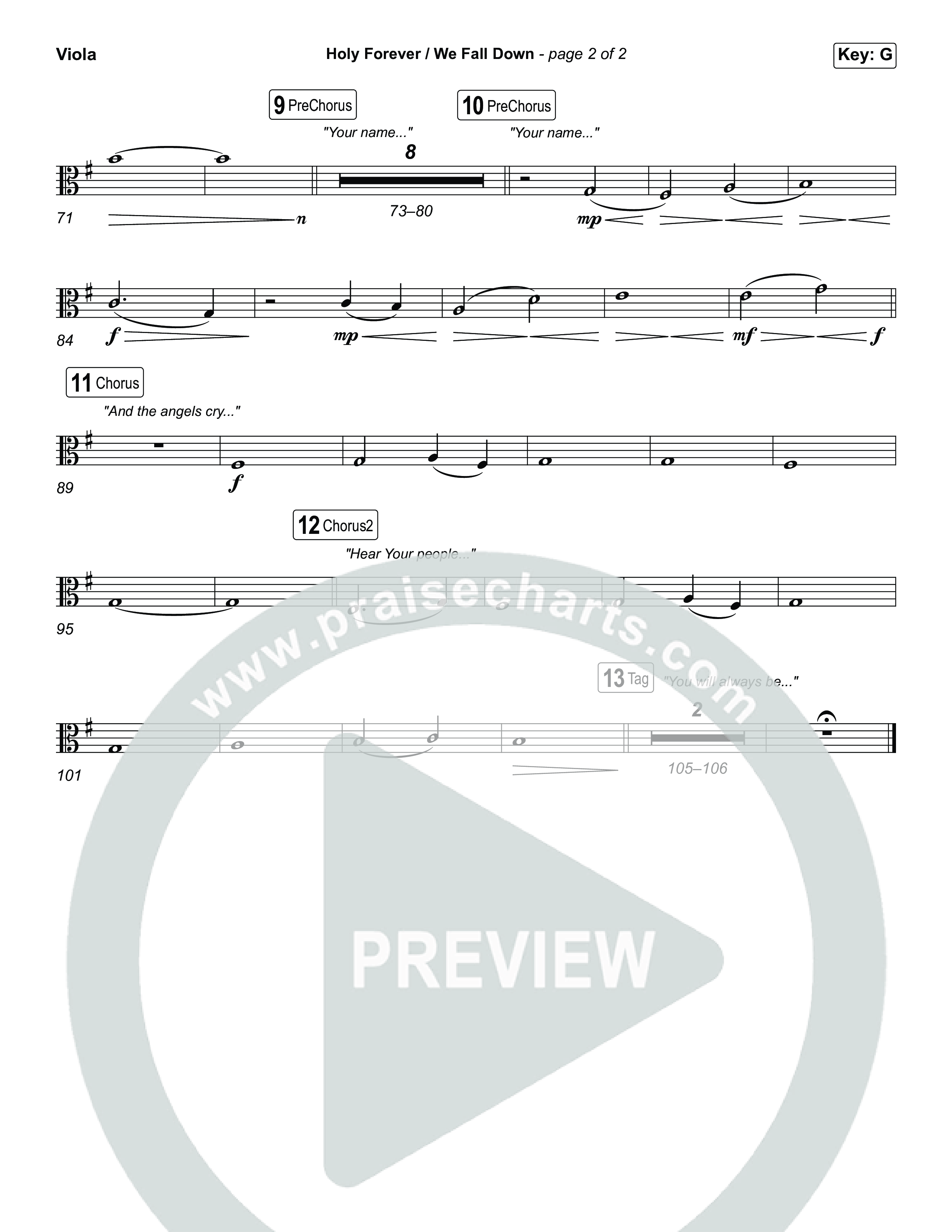 Holy Forever / We Fall Down (Choral/SATB) Viola (Travis Cottrell / Skye Reedy / Arr. Mason Brown)