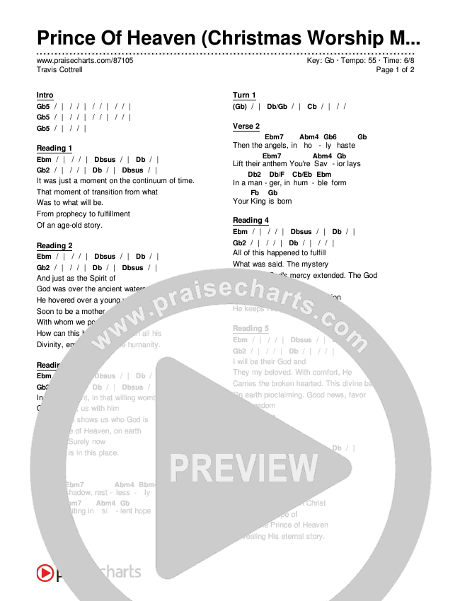 Prince Of Heaven (A Christmas Worship Moment) (Choral/SATB) Chords & Lyrics (Cheryl Stark / Arr. Travis Cottrell / Arr. Mason Brown)