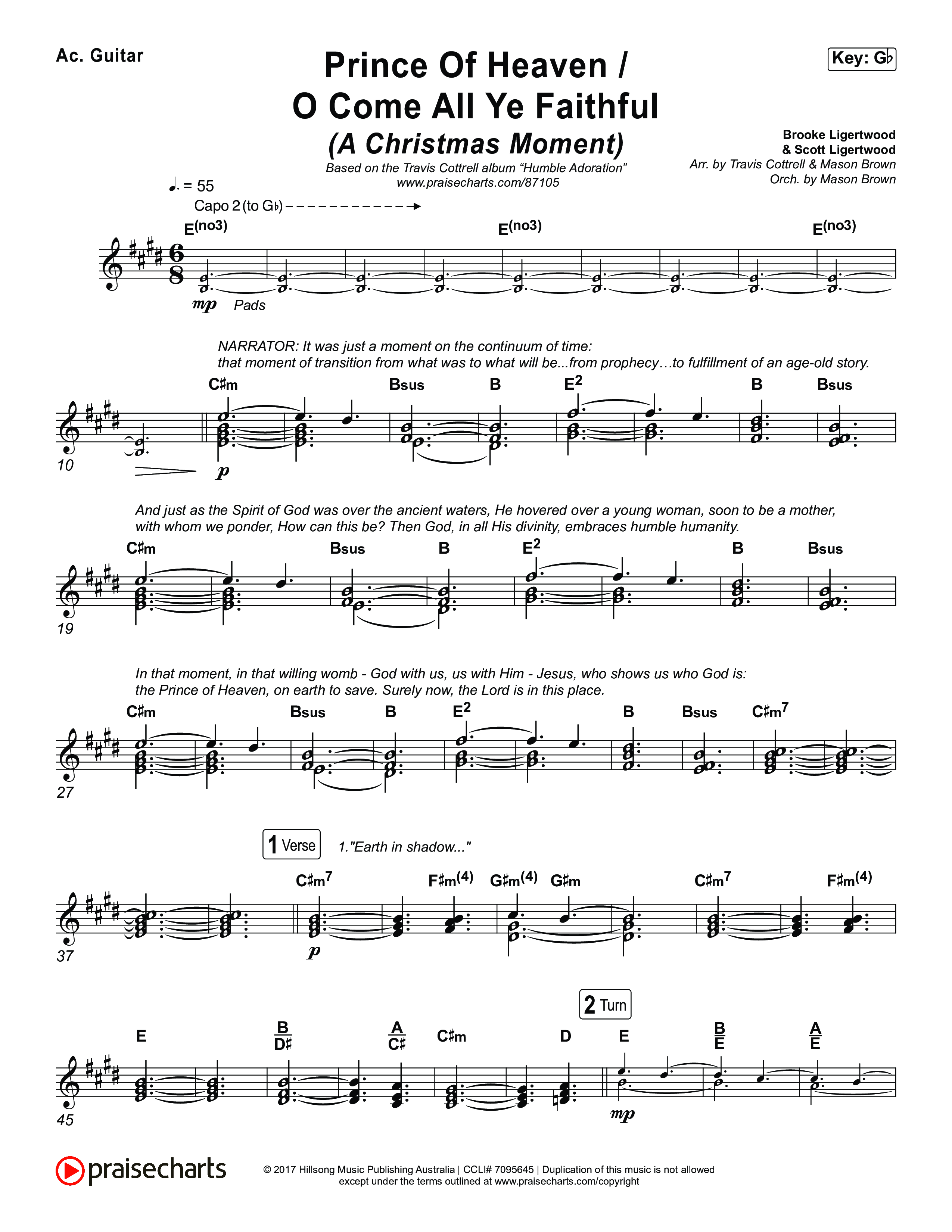 Prince Of Heaven (A Christmas Worship Moment) (Choral/SATB) Acoustic Guitar (Cheryl Stark / Arr. Travis Cottrell / Arr. Mason Brown)