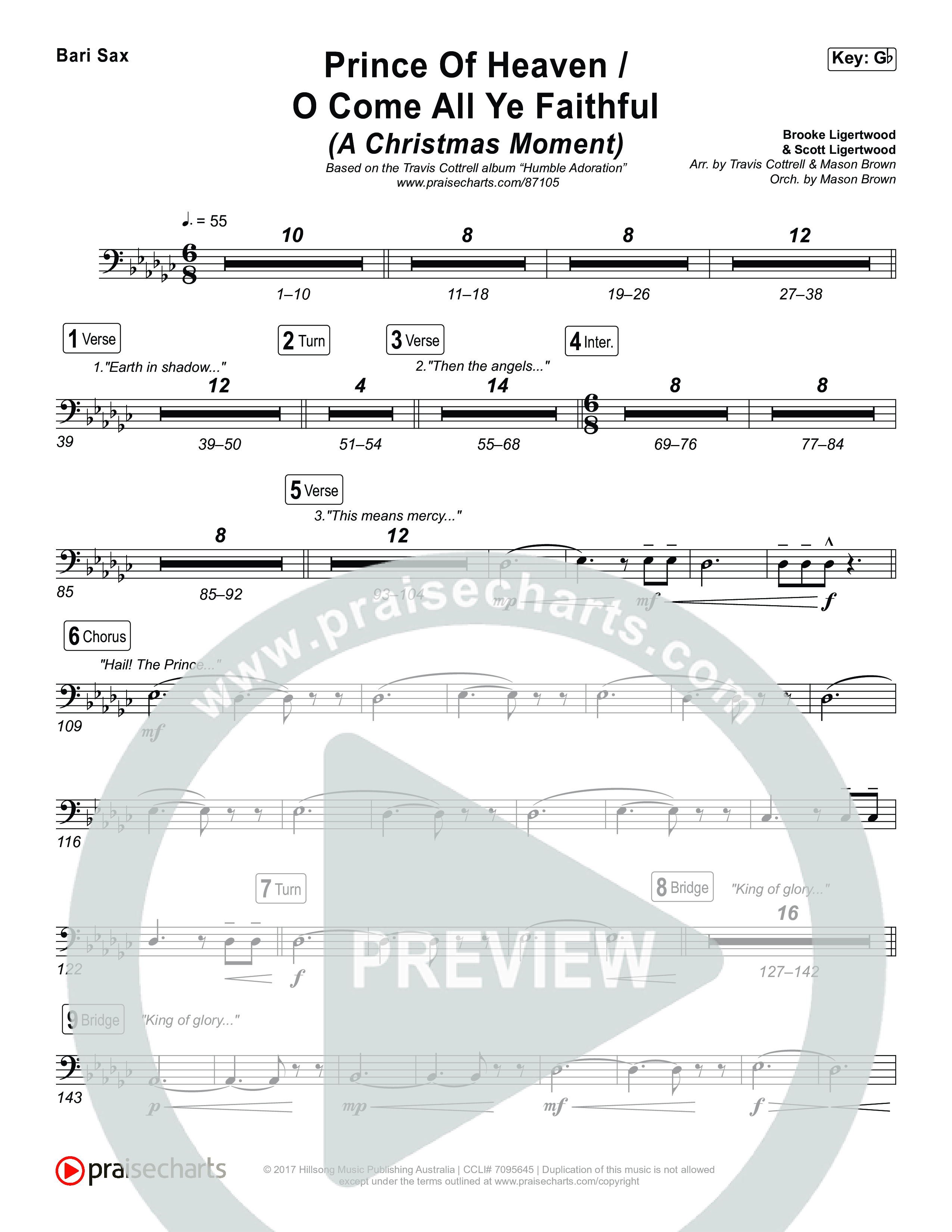 Prince Of Heaven (A Christmas Worship Moment) (Choral/SATB) Bari Sax (Cheryl Stark / Arr. Travis Cottrell / Arr. Mason Brown)