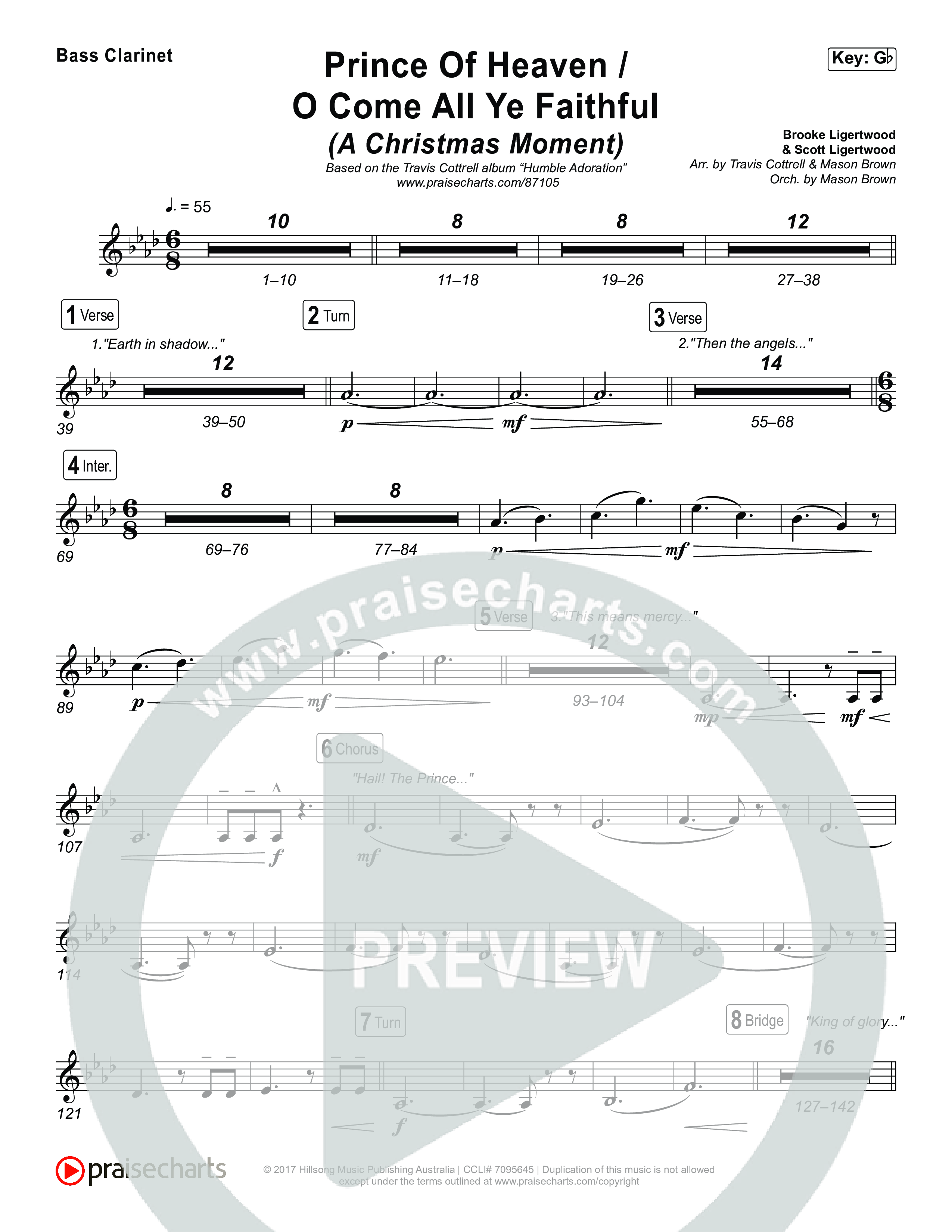 Prince Of Heaven (A Christmas Worship Moment) (Choral/SATB) Bass Clarinet (Cheryl Stark / Arr. Travis Cottrell / Arr. Mason Brown)