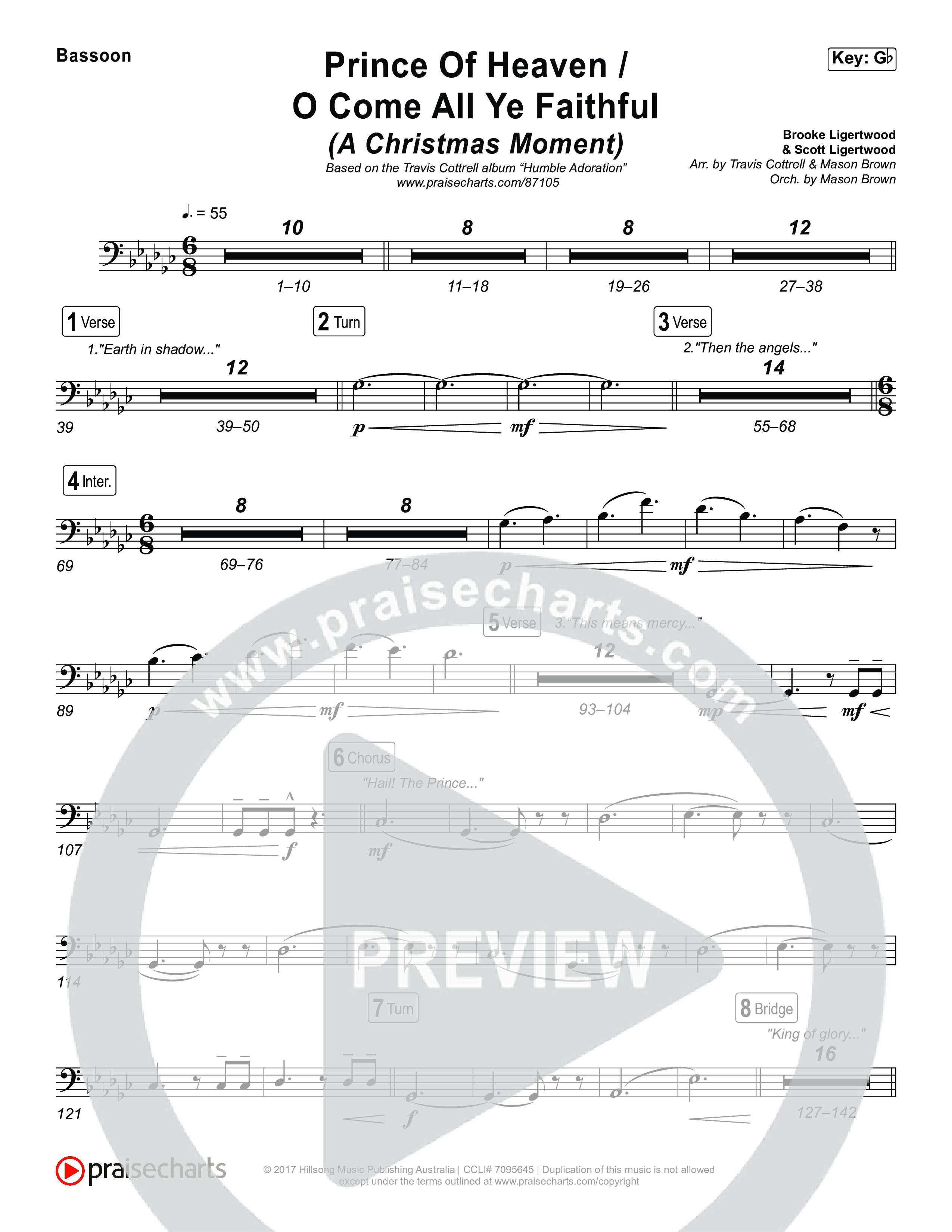 Prince Of Heaven (A Christmas Worship Moment) (Choral/SATB) Bassoon (Cheryl Stark / Arr. Travis Cottrell / Arr. Mason Brown)