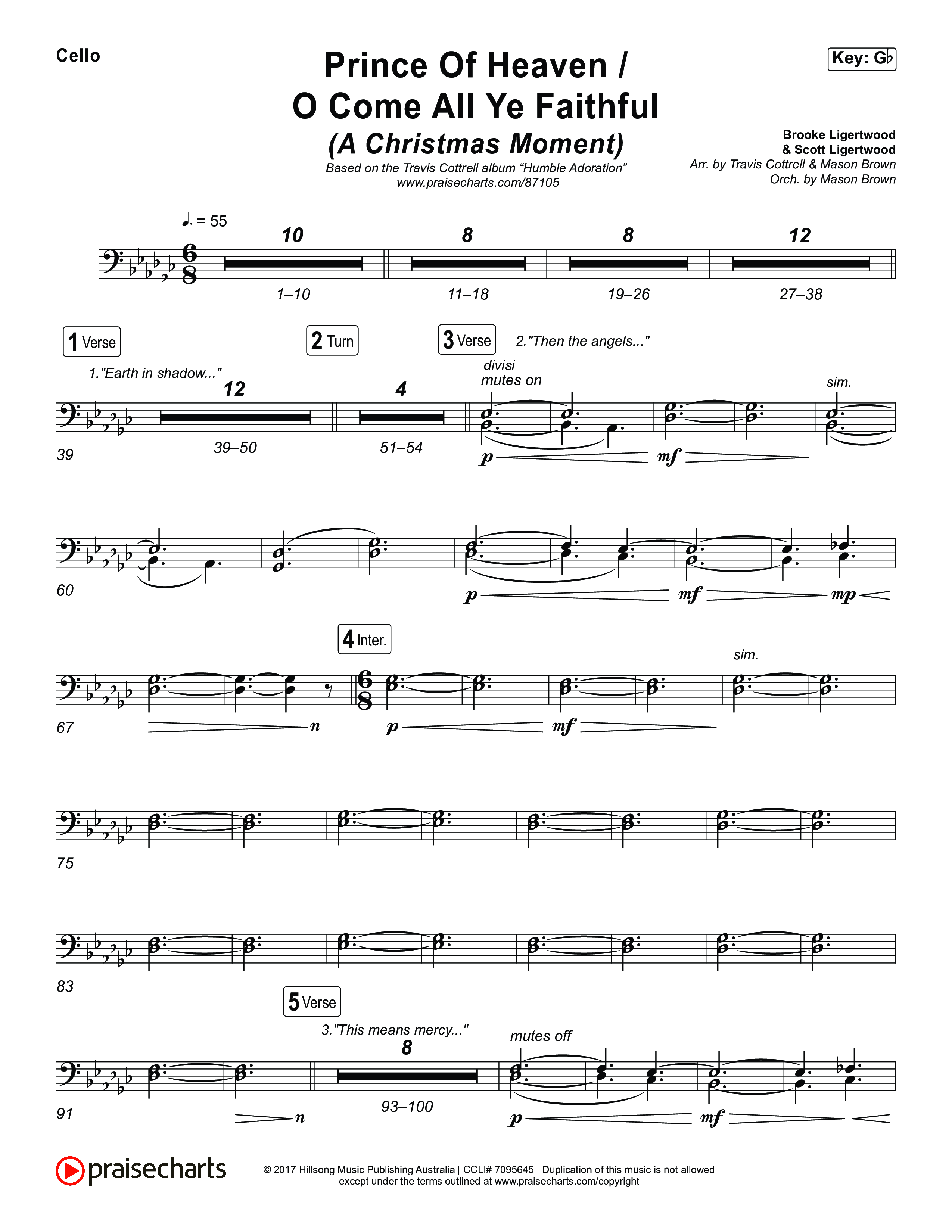 Prince Of Heaven (A Christmas Worship Moment) (Choral/SATB) Cello (Cheryl Stark / Arr. Travis Cottrell / Arr. Mason Brown)