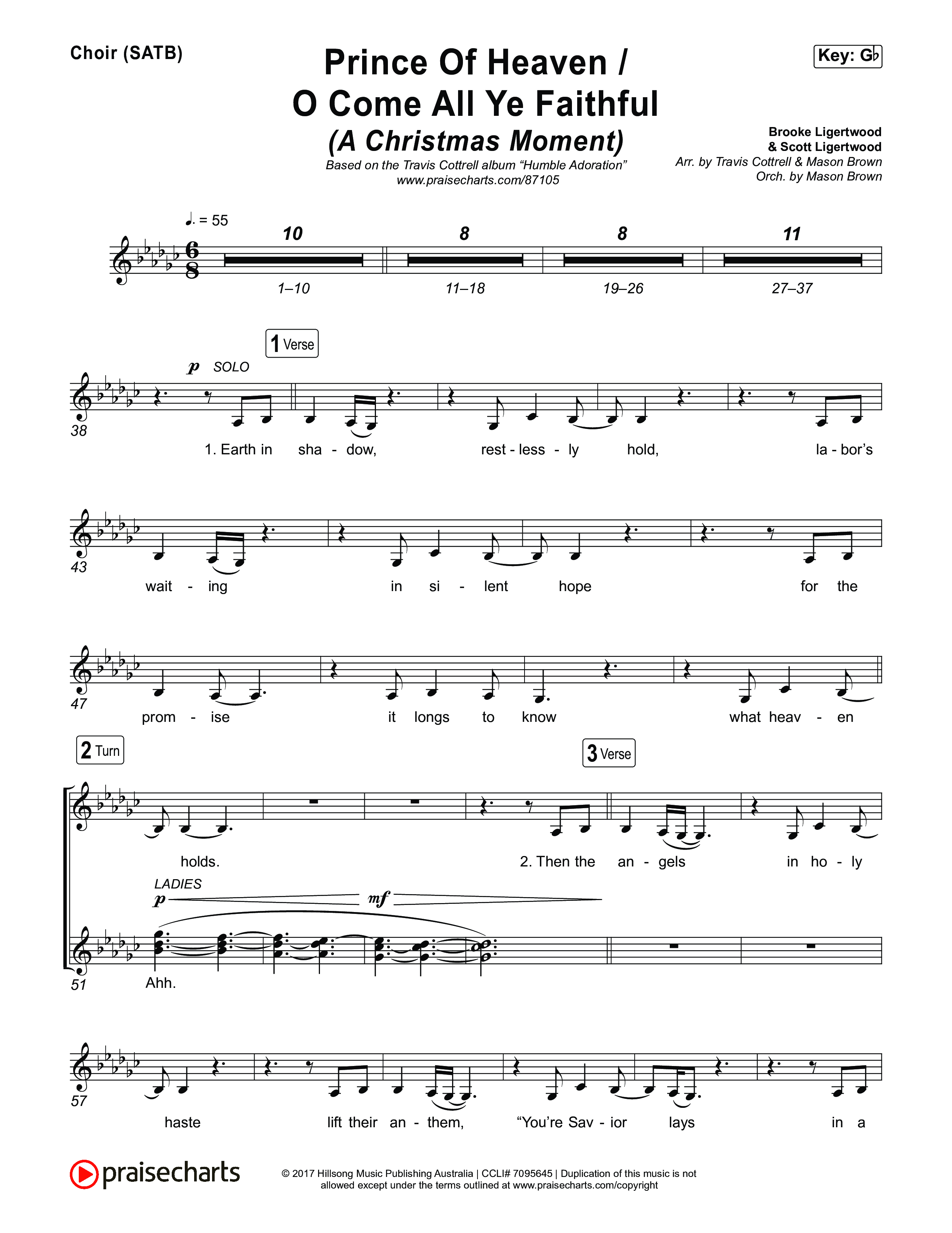 Prince Of Heaven (A Christmas Worship Moment) (Choral/SATB) Choir Sheet (SATB) (Cheryl Stark / Arr. Travis Cottrell / Arr. Mason Brown)