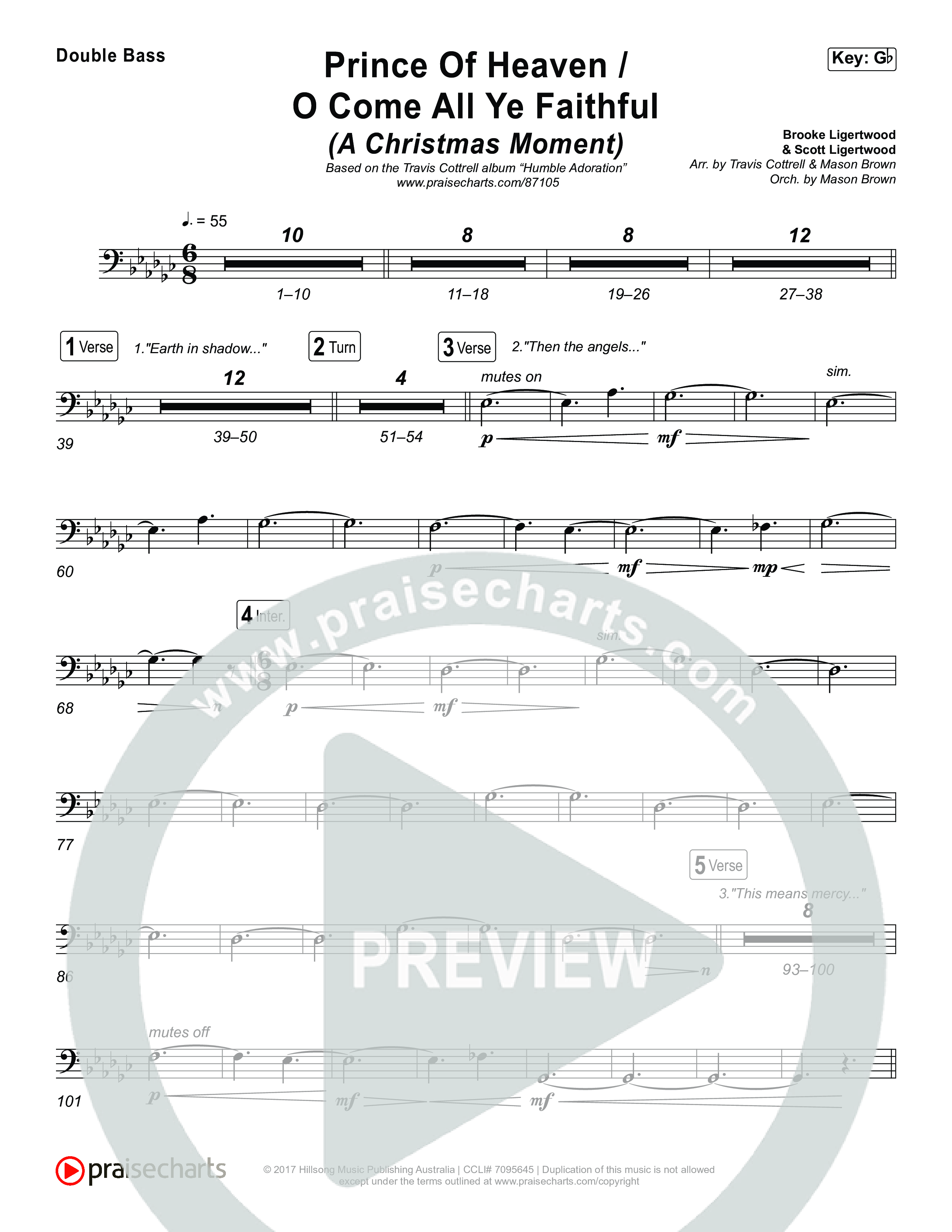 Prince Of Heaven (A Christmas Worship Moment) (Choral/SATB) String Bass (Cheryl Stark / Arr. Travis Cottrell / Arr. Mason Brown)