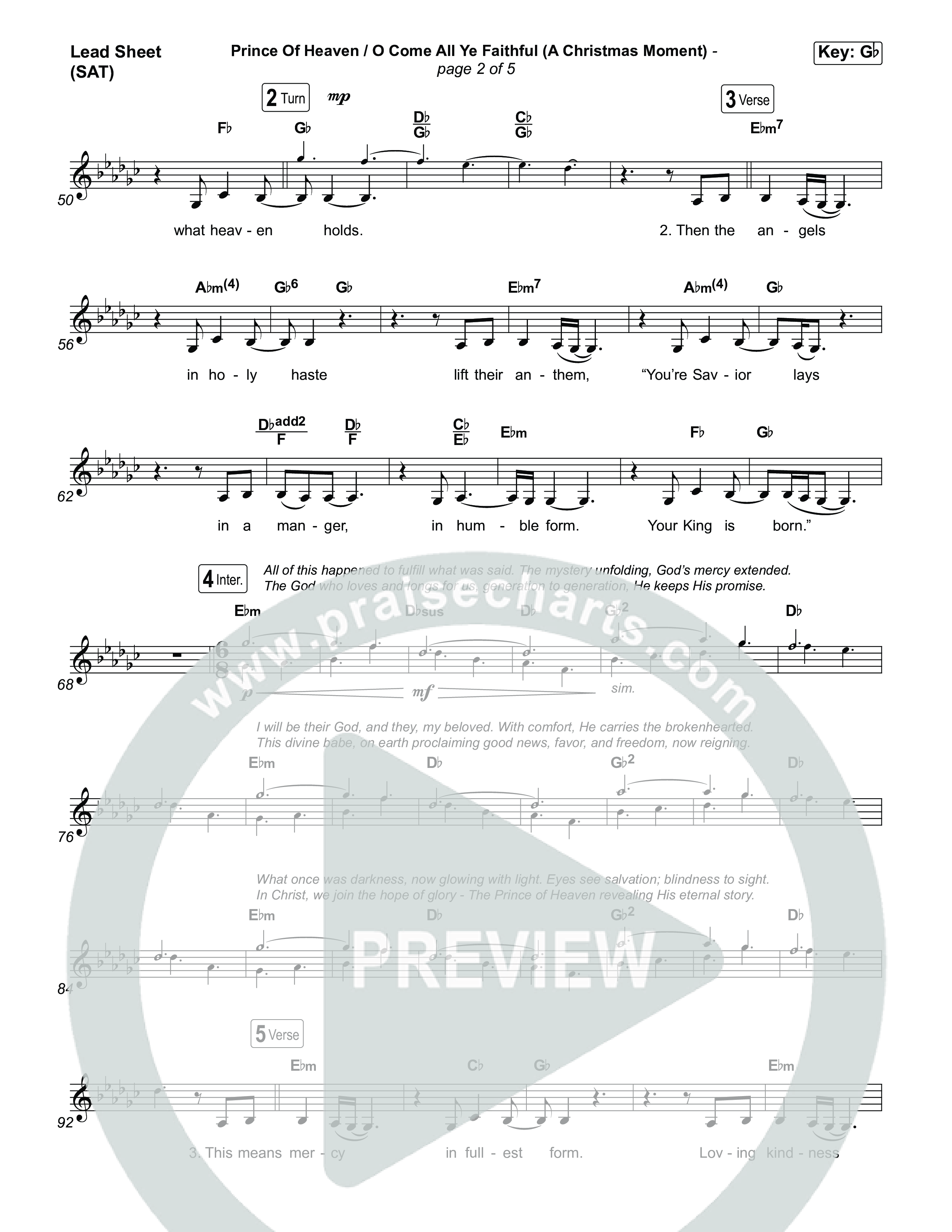 Prince Of Heaven (A Christmas Worship Moment) (Choral/SATB) Lead Sheet (SAT) (Cheryl Stark / Arr. Travis Cottrell / Arr. Mason Brown)