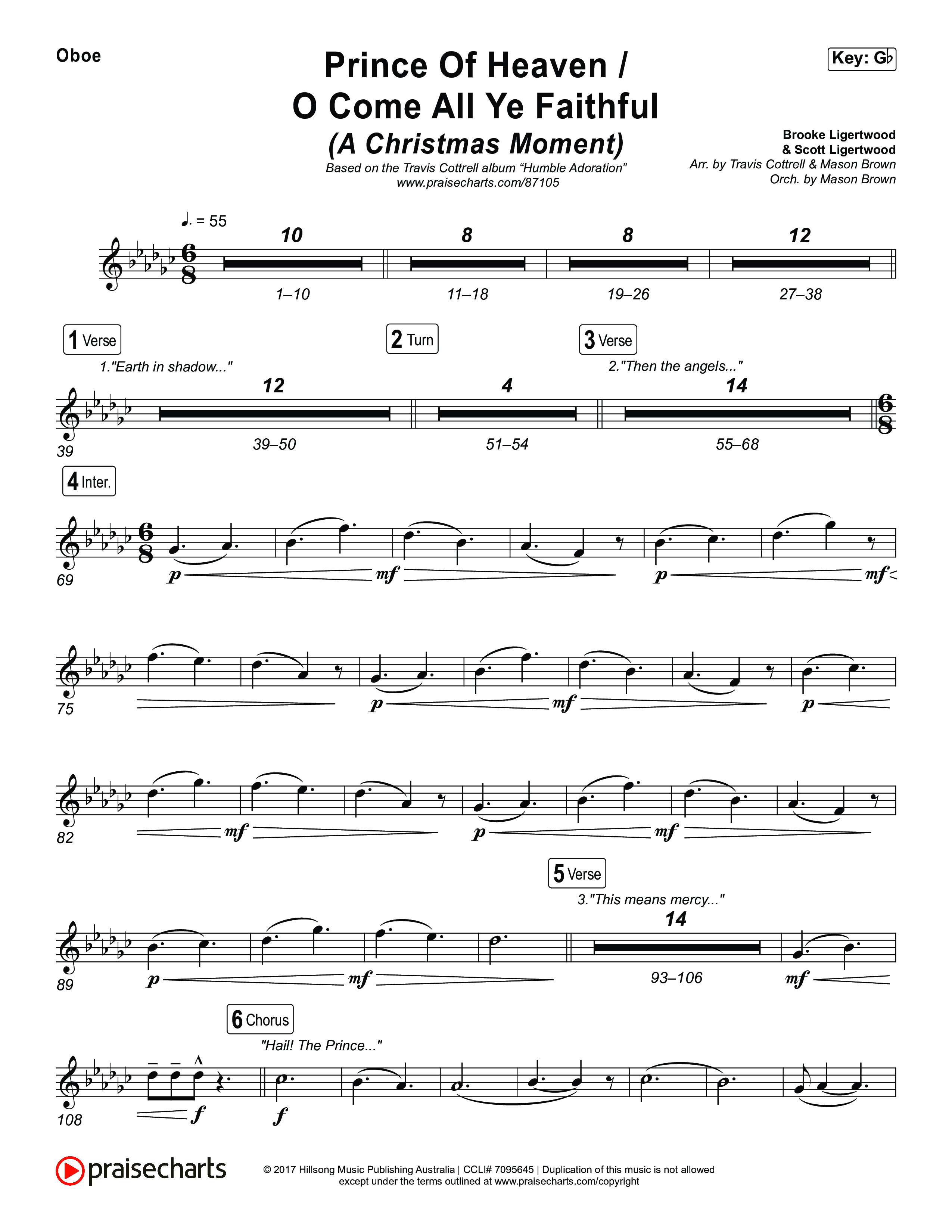Prince Of Heaven (A Christmas Worship Moment) (Choral/SATB) Oboe (Cheryl Stark / Arr. Travis Cottrell / Arr. Mason Brown)