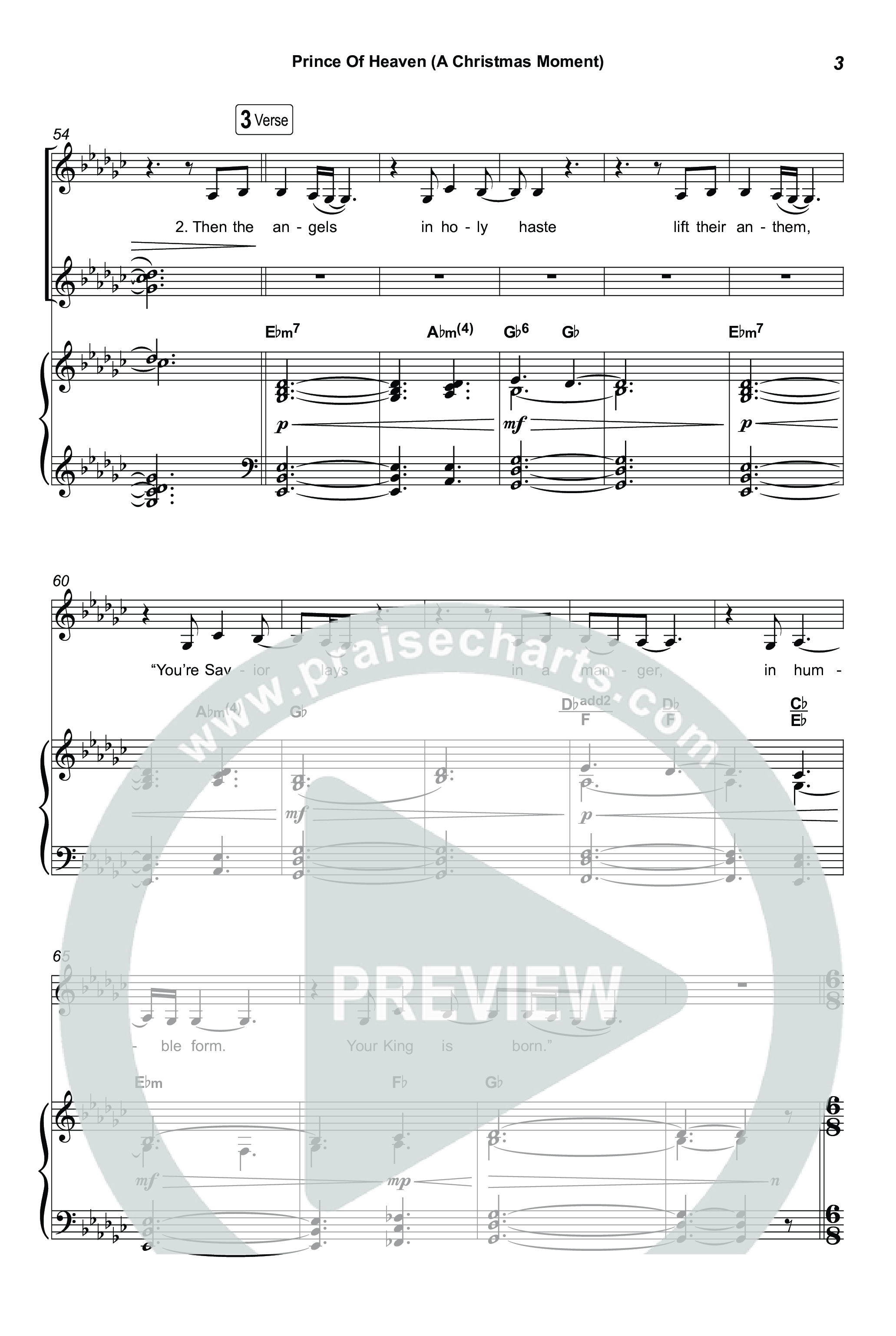 Prince Of Heaven (A Christmas Worship Moment) (Choral/SATB) Octavo (SATB & Pno) (Cheryl Stark / Arr. Travis Cottrell / Arr. Mason Brown)