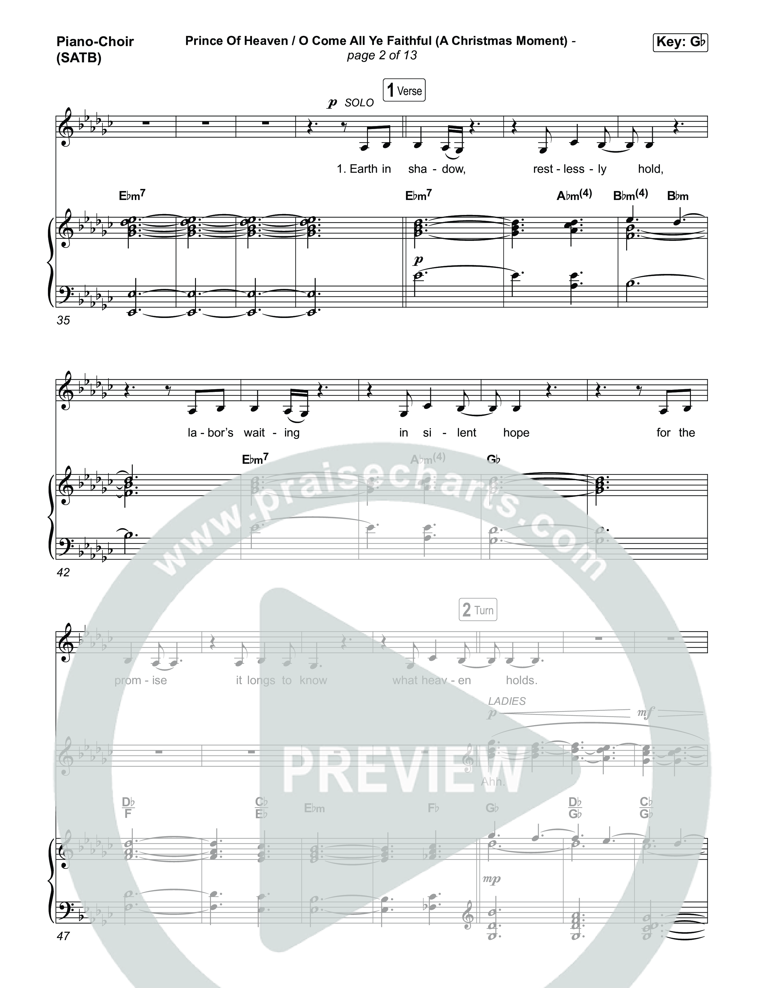 Prince Of Heaven (A Christmas Worship Moment) (Choral/SATB) Piano/Vocal (SATB) (Cheryl Stark / Arr. Travis Cottrell / Arr. Mason Brown)