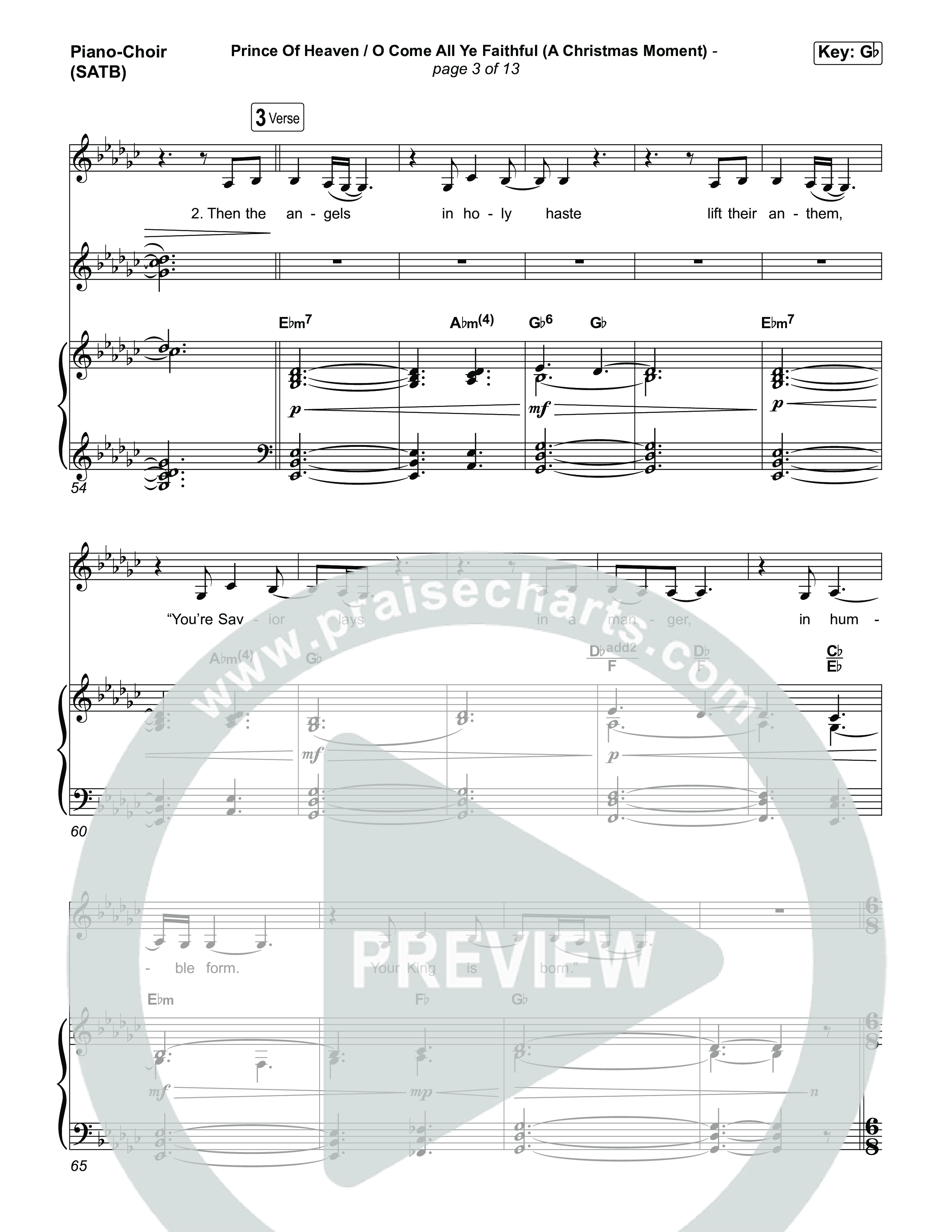 Prince Of Heaven (A Christmas Worship Moment) (Choral/SATB) Piano/Vocal (SATB) (Cheryl Stark / Arr. Travis Cottrell / Arr. Mason Brown)