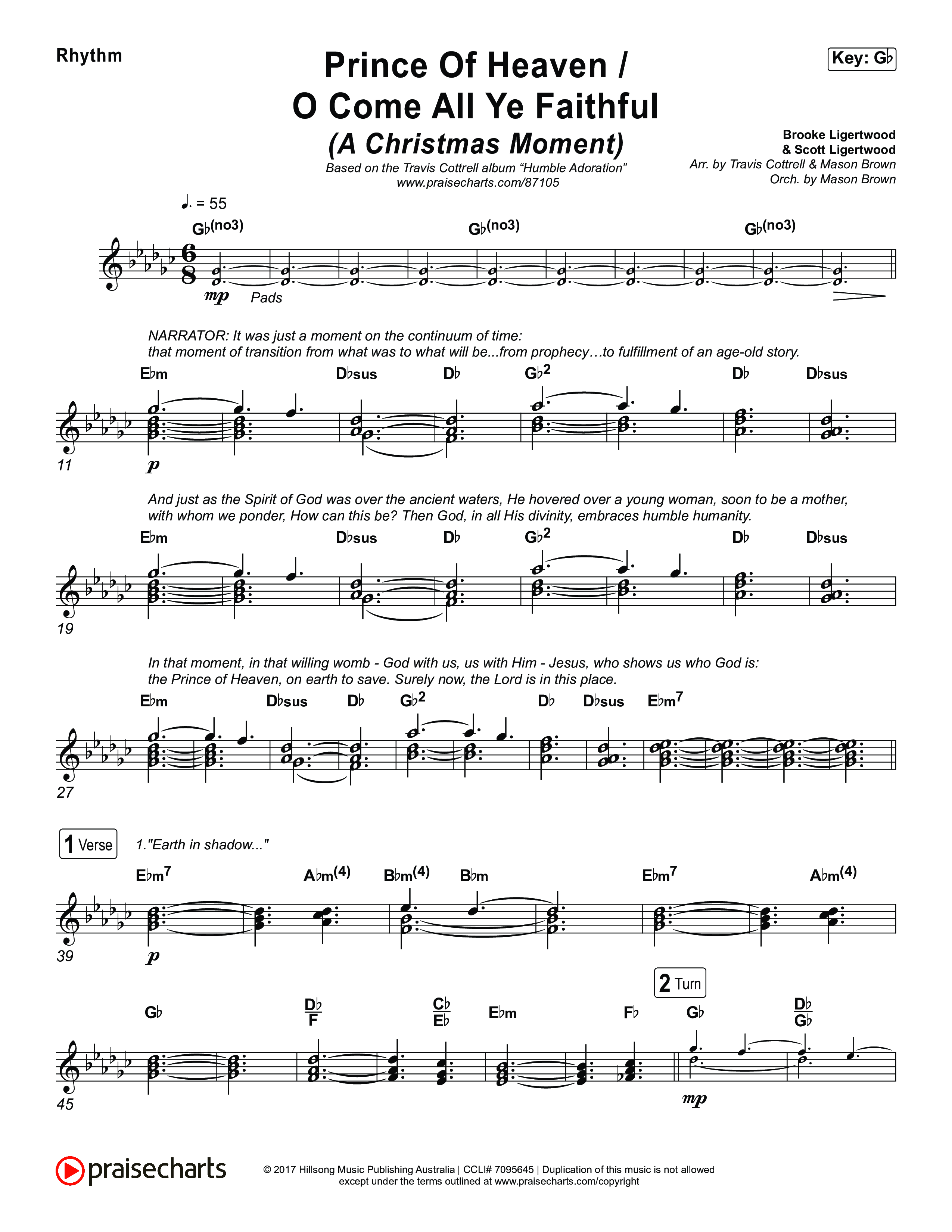 Prince Of Heaven (A Christmas Worship Moment) (Choral/SATB) Rhythm Pack (Cheryl Stark / Arr. Travis Cottrell / Arr. Mason Brown)