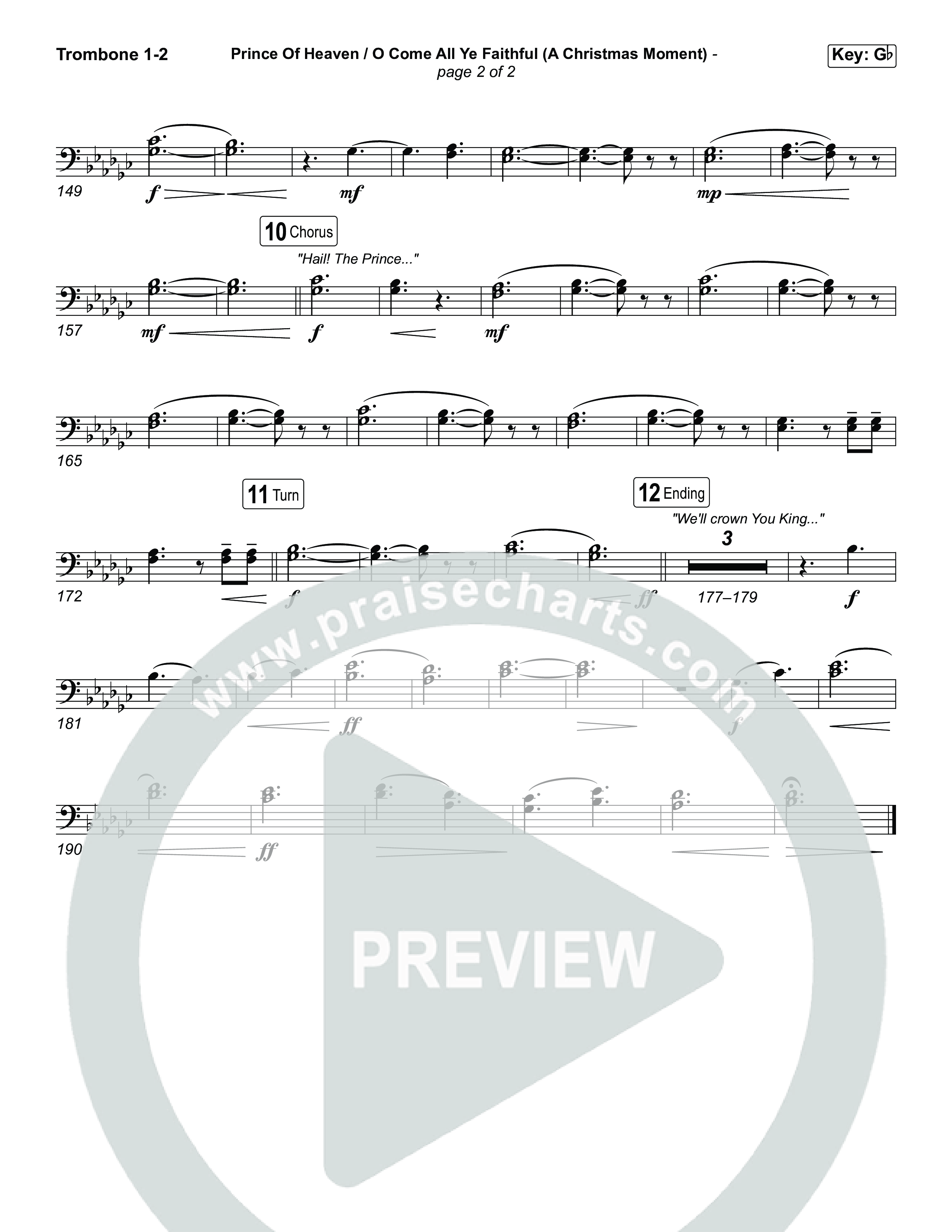 Prince Of Heaven (A Christmas Worship Moment) (Choral/SATB) Trombone 1,2 (Cheryl Stark / Arr. Travis Cottrell / Arr. Mason Brown)