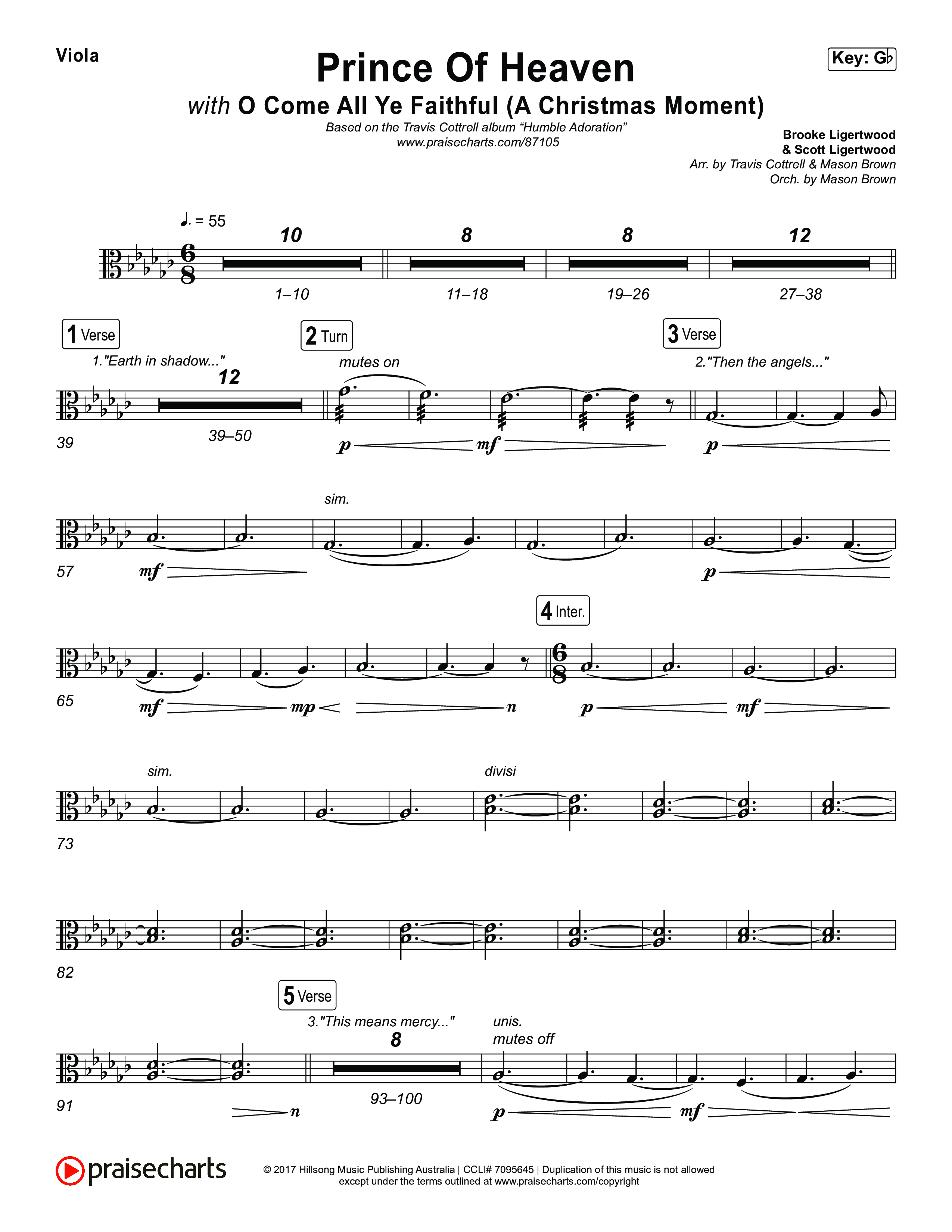 Prince Of Heaven (A Christmas Worship Moment) (Choral/SATB) Viola (Cheryl Stark / Arr. Travis Cottrell / Arr. Mason Brown)