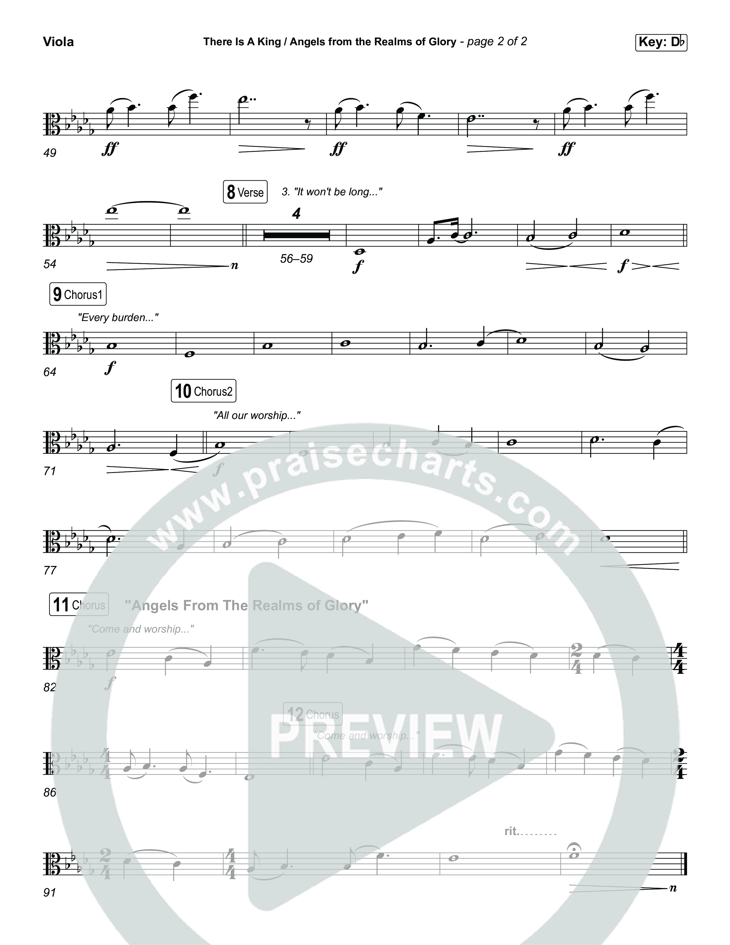 There Is A King / Angels From The Realms Of Glory (Choral/SATB) Viola (Travis Cottrell / Arr. Mason Brown)