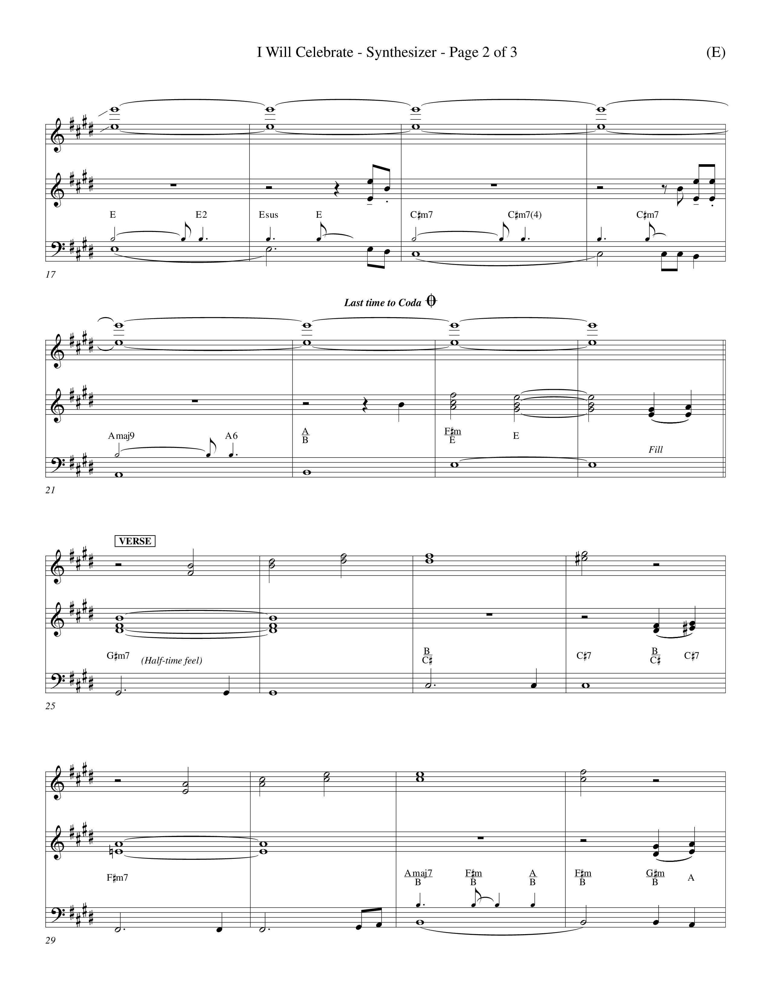 I Will Celebrate (Choral Anthem SATB) Synth (Word Music Choral / Orch. Billy Payne)