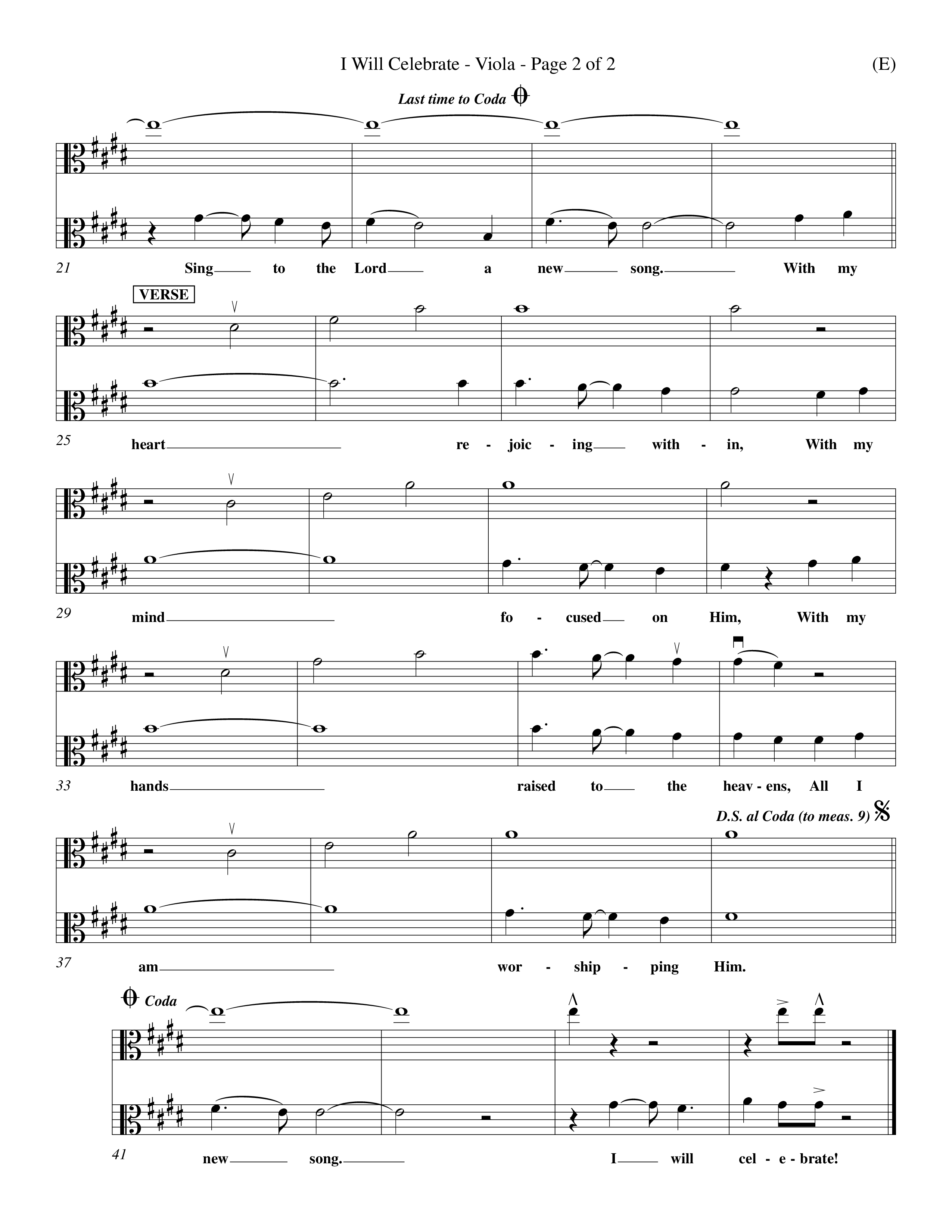 I Will Celebrate (Choral Anthem SATB) Viola (Word Music Choral / Orch. Billy Payne)