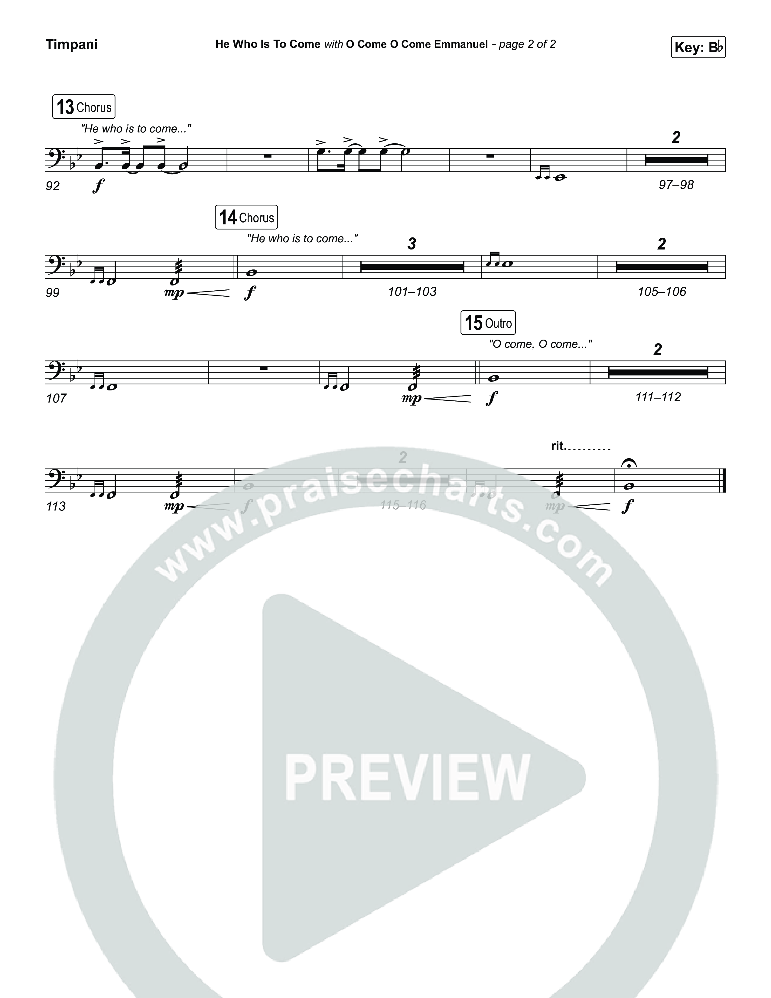 He Who Is To Come / O Come O Come Emmanuel (Choral/SATB) Timpani (Travis Cottrell / Brooke Voland / Arr. Mason Brown)