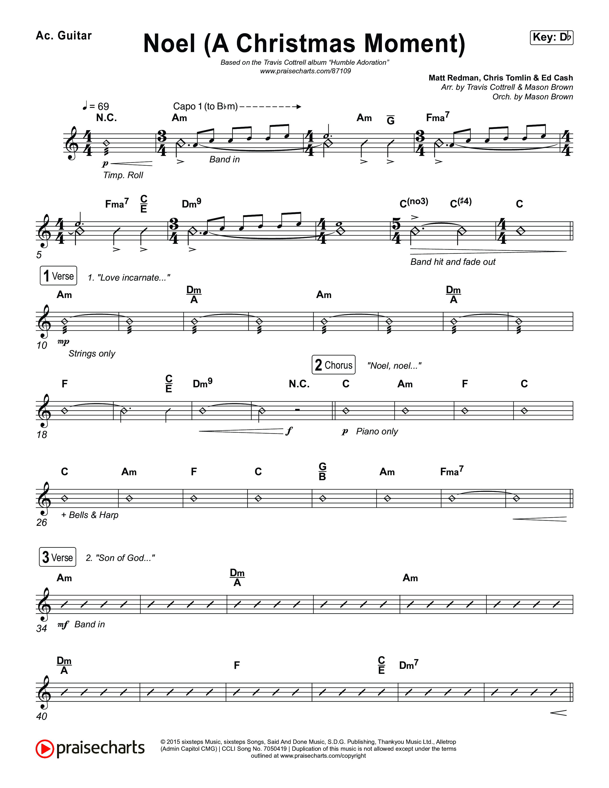 Noel (A Christmas Worship Moment) (Choral/SATB) Acoustic Guitar (Brooke Voland / Finley Voland / Arr. Travis Cottrell / Orch. Mason Brown)