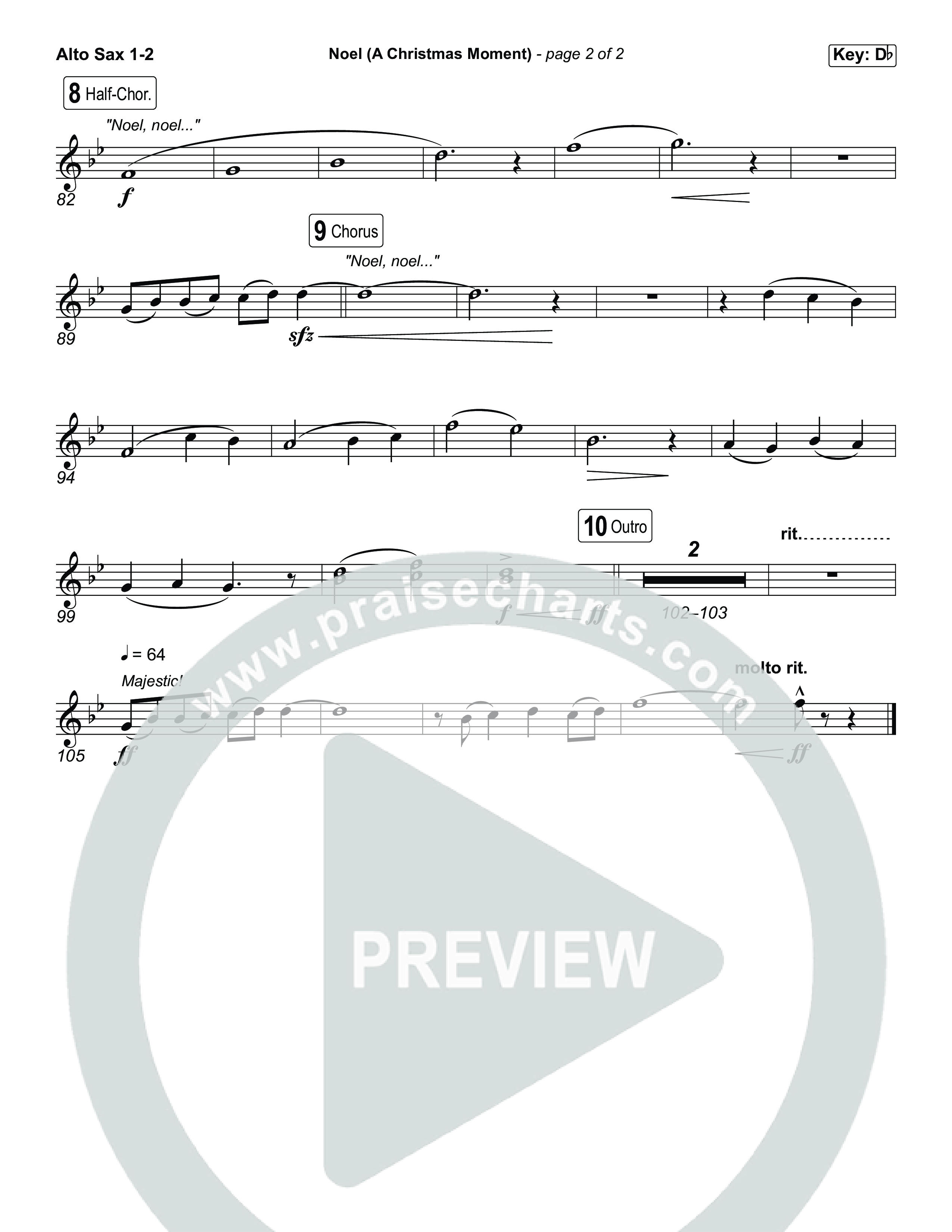 Noel (A Christmas Worship Moment) (Choral/SATB) Alto Sax 1,2 (Brooke Voland / Finley Voland / Arr. Travis Cottrell / Orch. Mason Brown)