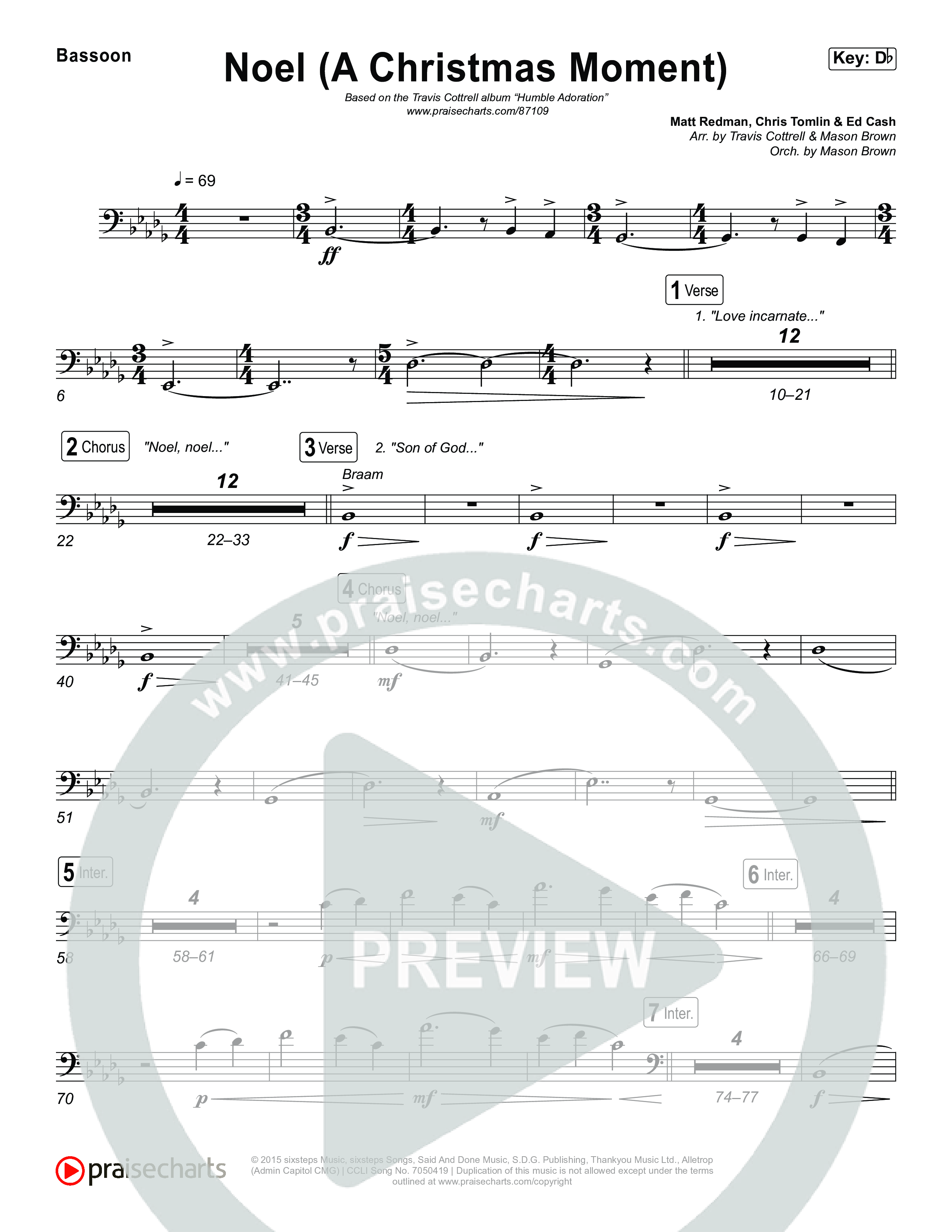 Noel (A Christmas Worship Moment) (Choral/SATB) Bassoon (Brooke Voland / Finley Voland / Arr. Travis Cottrell / Orch. Mason Brown)