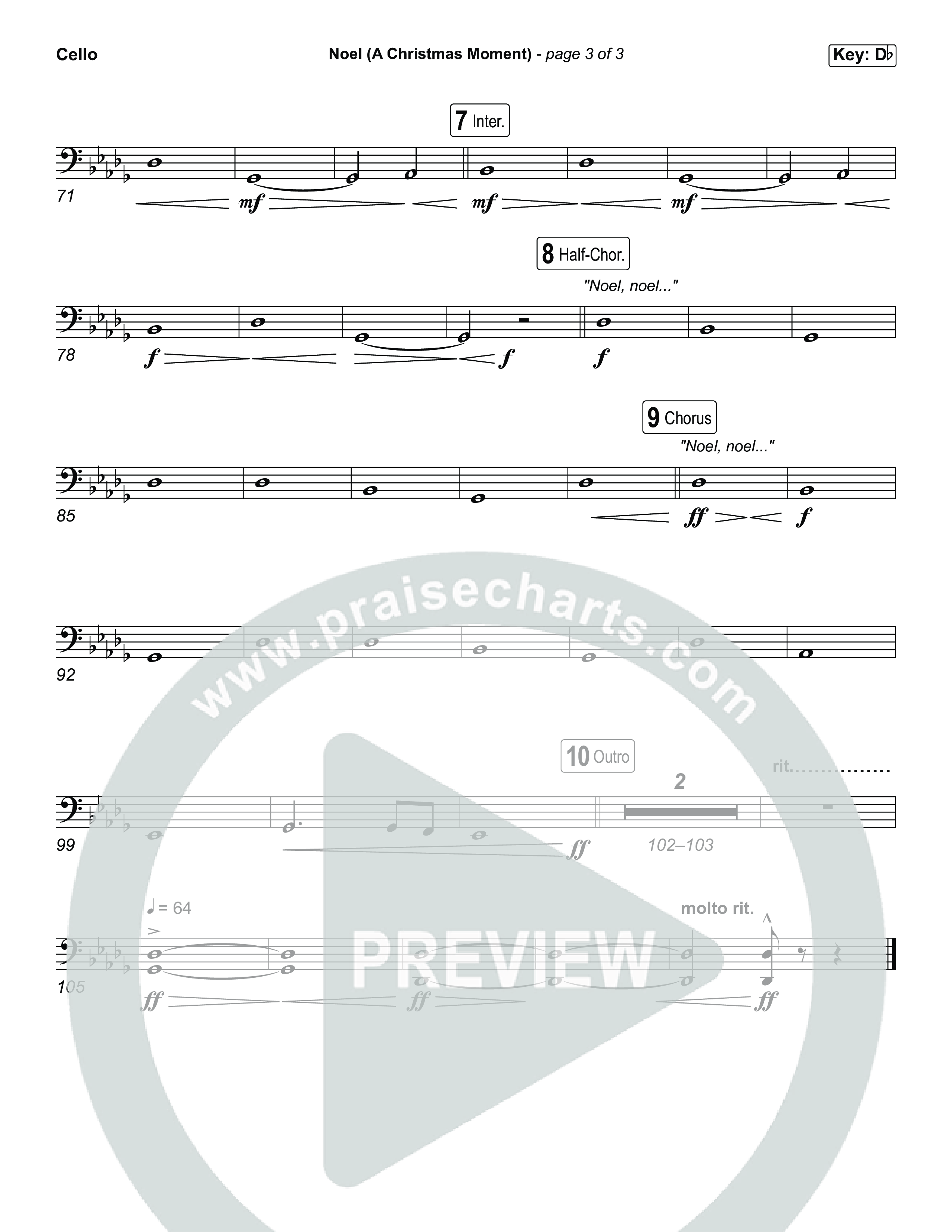 Noel (A Christmas Worship Moment) (Choral/SATB) Cello (Brooke Voland / Finley Voland / Arr. Travis Cottrell / Orch. Mason Brown)