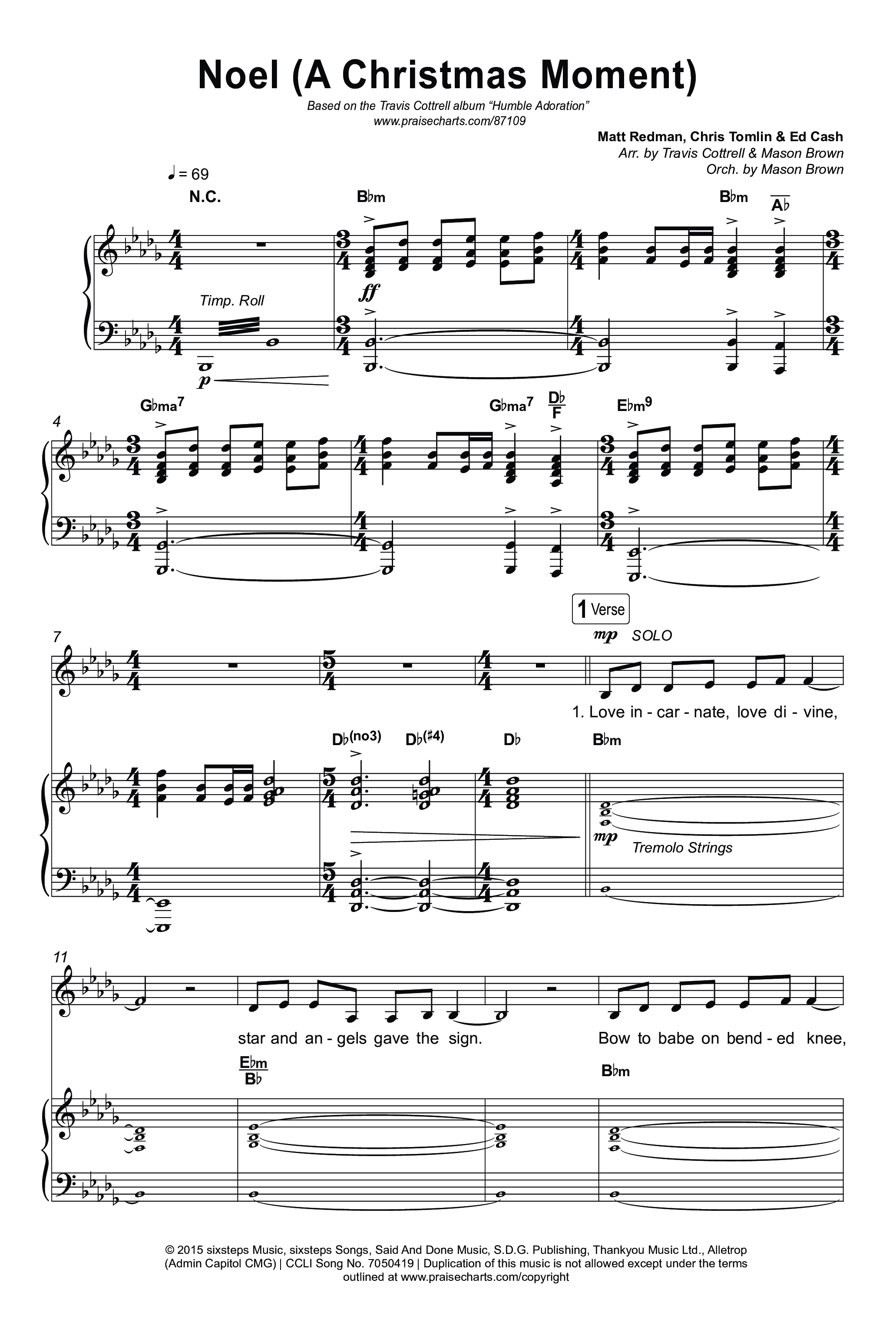 Noel (A Christmas Worship Moment) (Choral/SATB) Octavo (SATB & Pno) (Brooke Voland / Finley Voland / Arr. Travis Cottrell / Orch. Mason Brown)