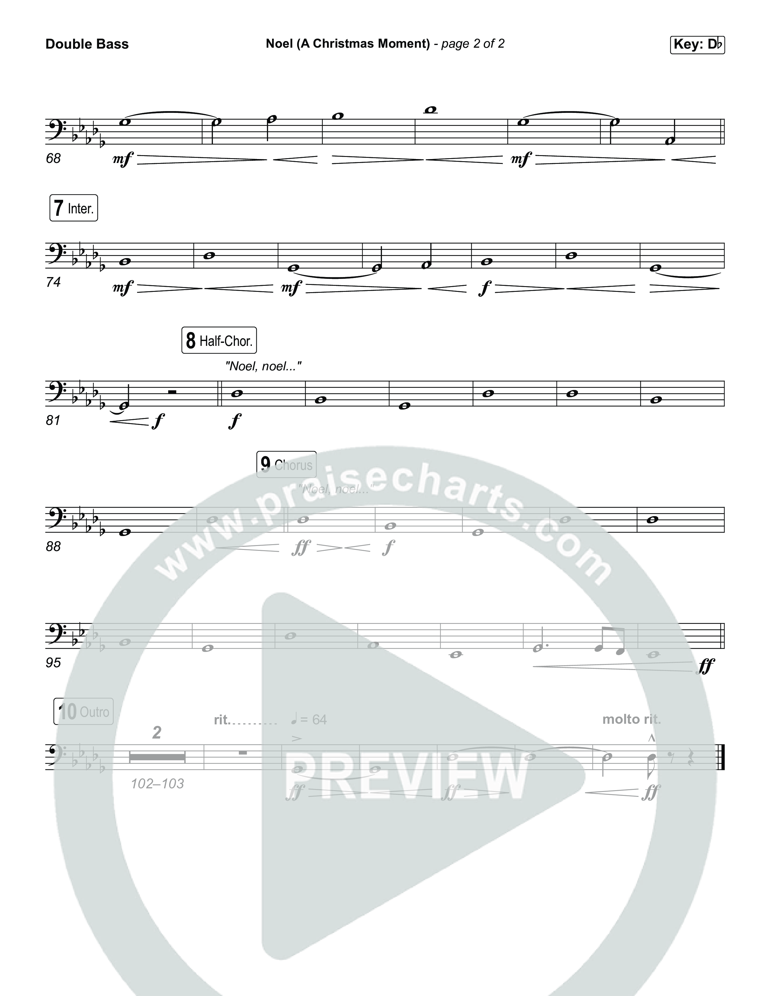 Noel (A Christmas Worship Moment) (Choral/SATB) String Bass (Brooke Voland / Finley Voland / Arr. Travis Cottrell / Orch. Mason Brown)