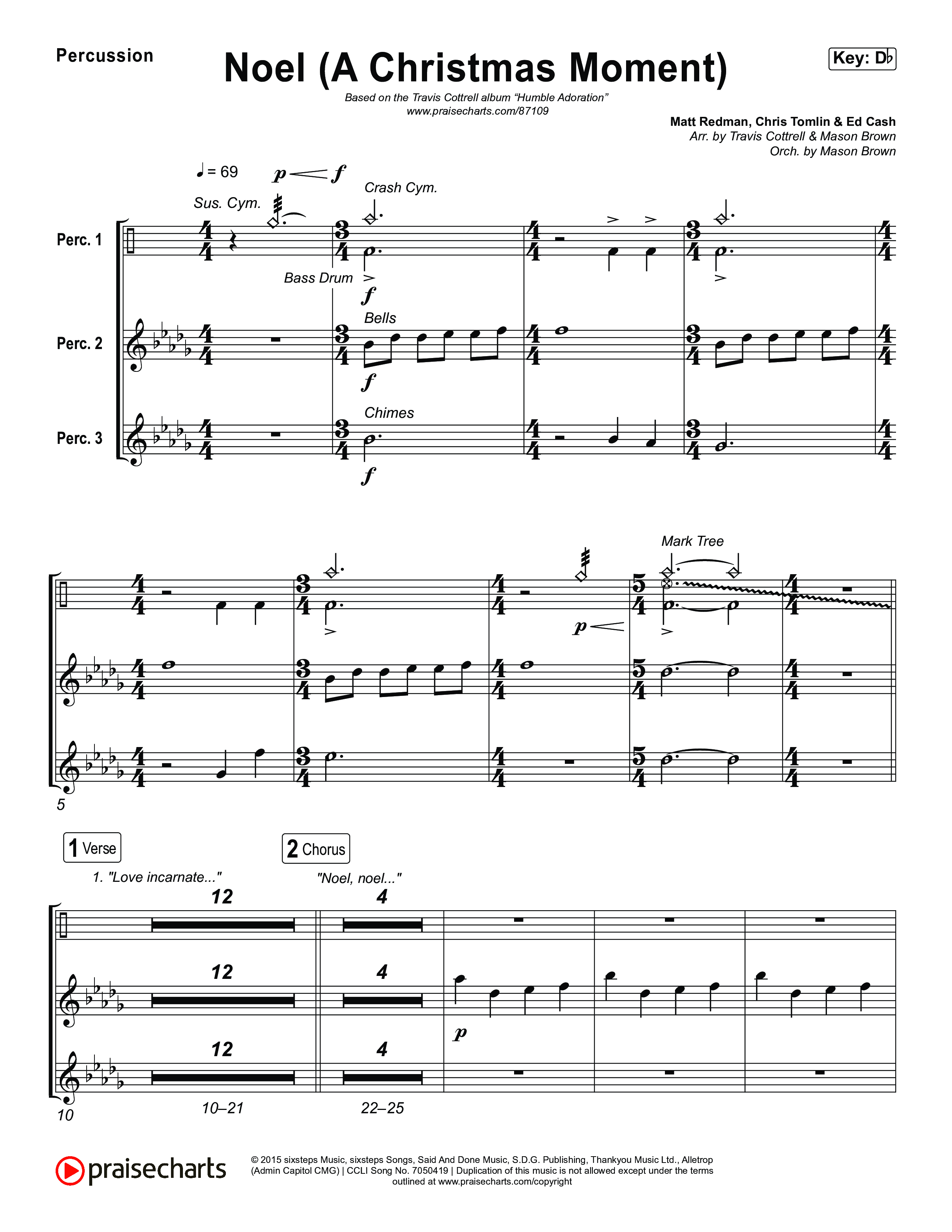 Noel (A Christmas Worship Moment) (Choral/SATB) Percussion (Brooke Voland / Finley Voland / Arr. Travis Cottrell / Orch. Mason Brown)