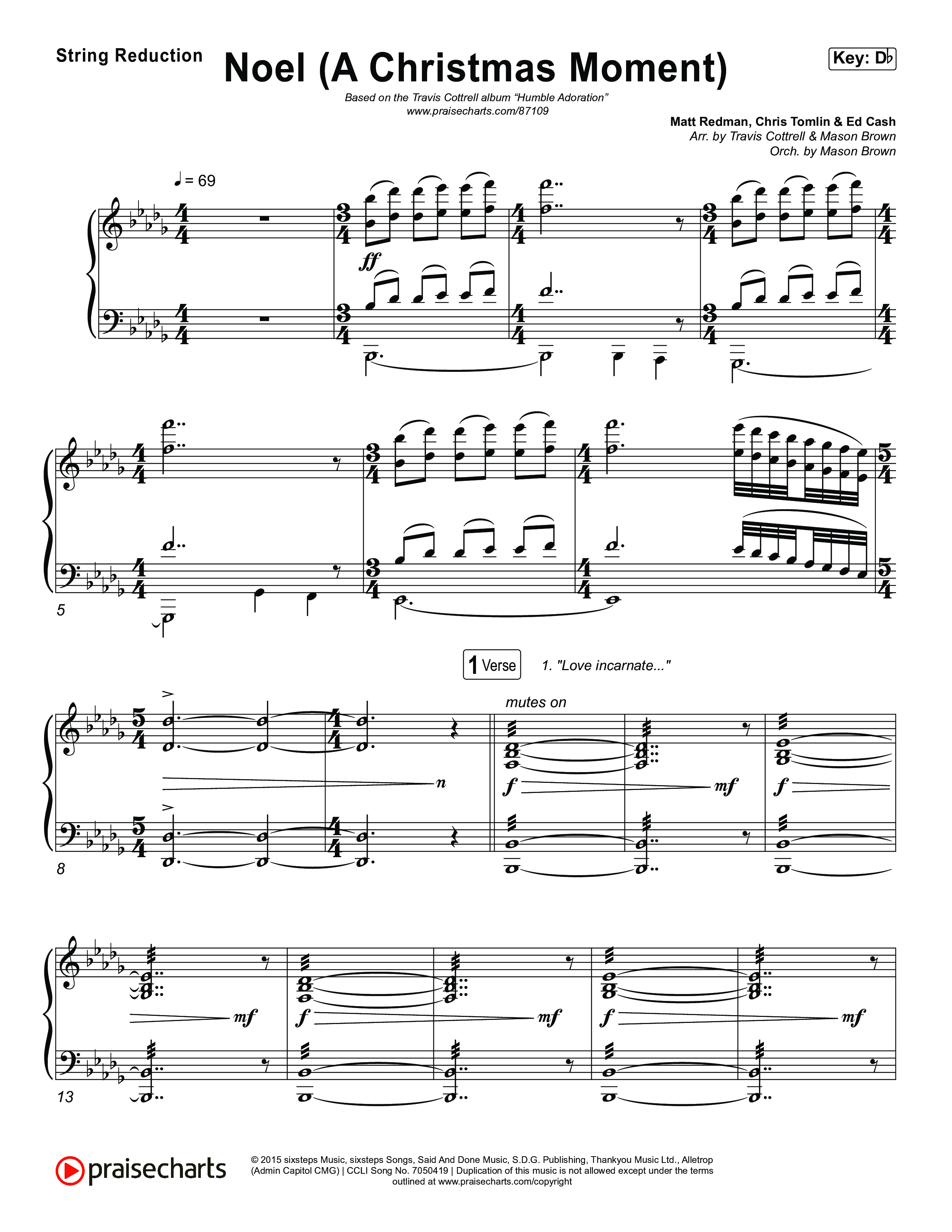 Noel (A Christmas Worship Moment) (Choral/SATB) String Reduction (Brooke Voland / Finley Voland / Arr. Travis Cottrell / Orch. Mason Brown)