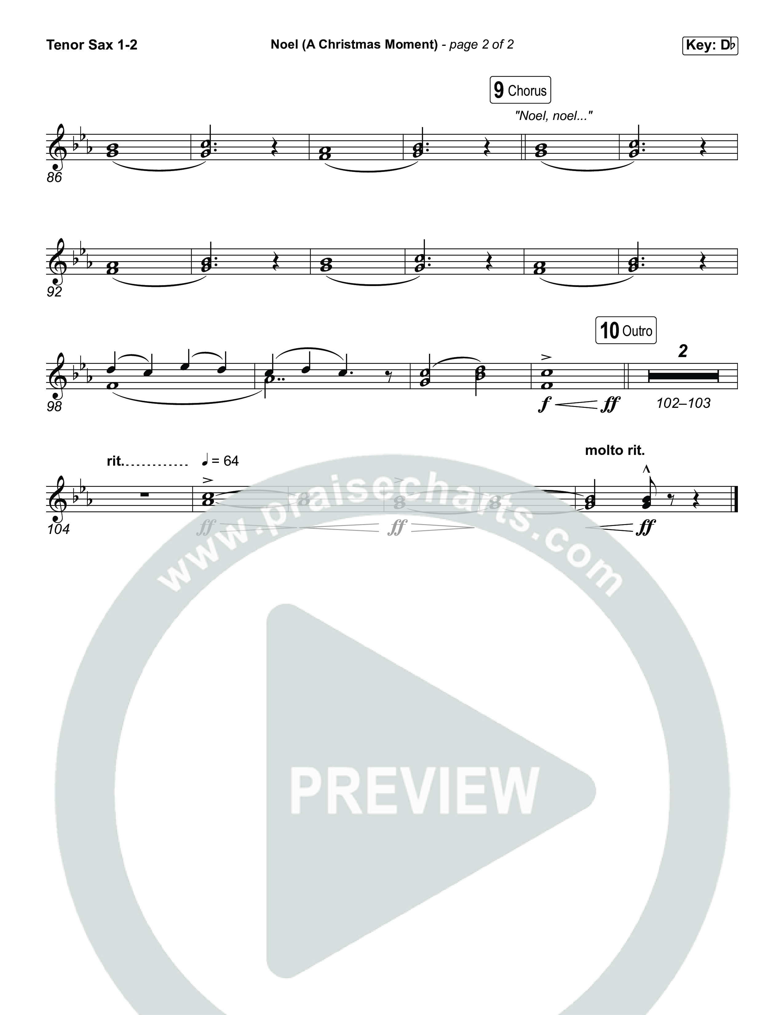 Noel (A Christmas Worship Moment) (Choral/SATB) Tenor Sax 1,2 (Brooke Voland / Finley Voland / Arr. Travis Cottrell / Orch. Mason Brown)