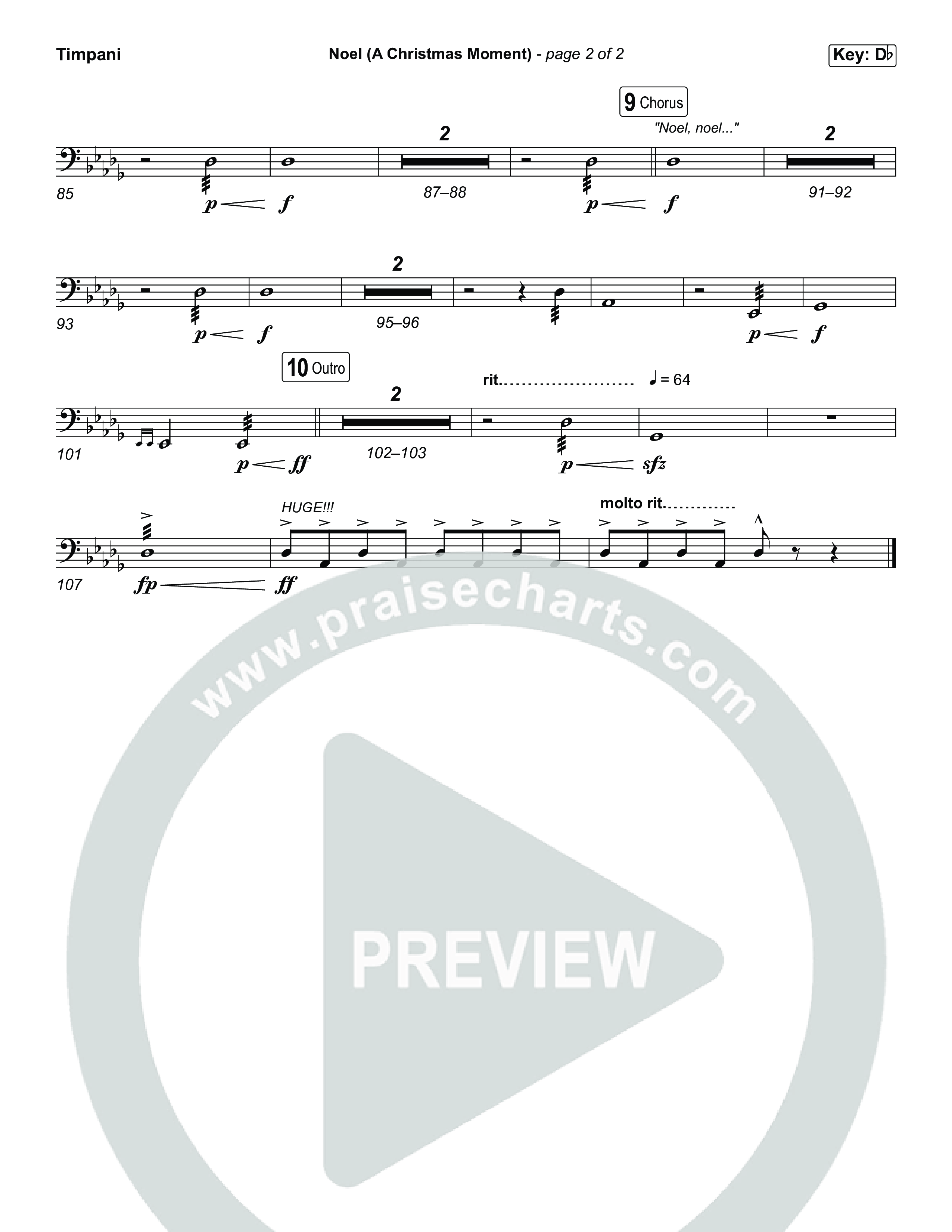 Noel (A Christmas Worship Moment) (Choral/SATB) Timpani (Brooke Voland / Finley Voland / Arr. Travis Cottrell / Orch. Mason Brown)