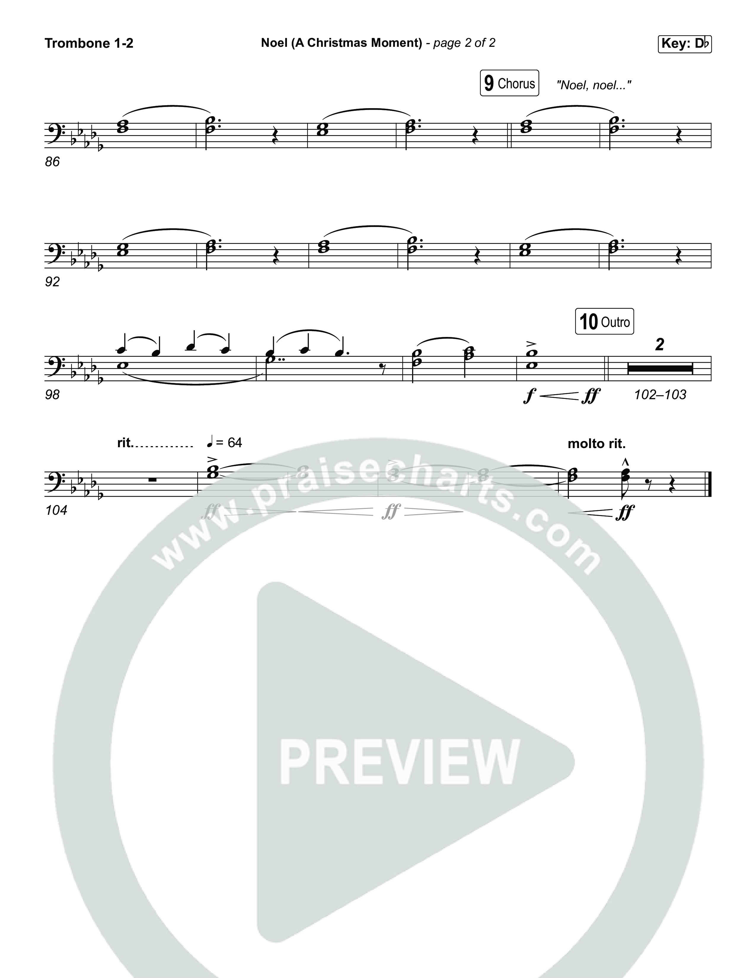 Noel (A Christmas Worship Moment) (Choral/SATB) Trombone 1/2 (Brooke Voland / Finley Voland / Arr. Travis Cottrell / Orch. Mason Brown)