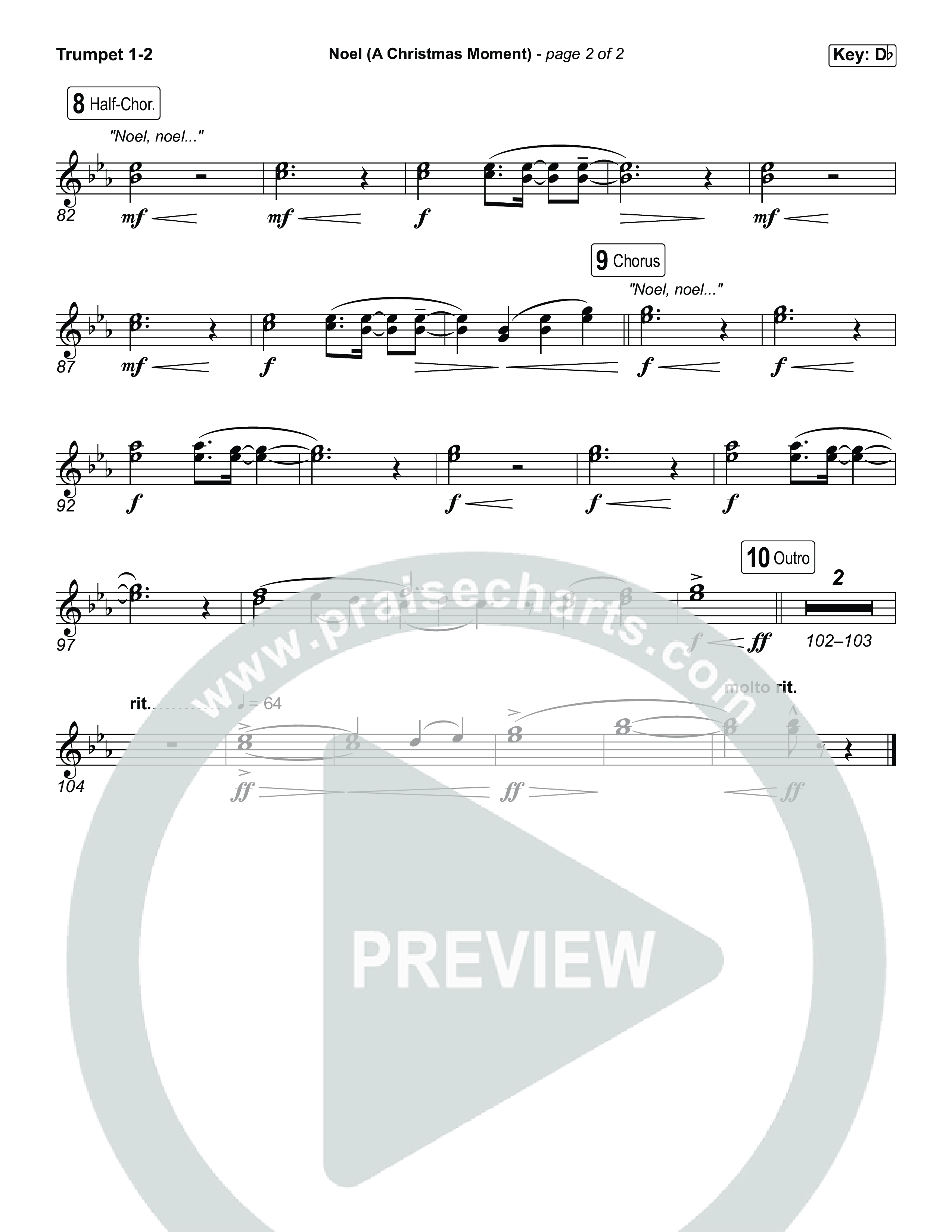 Noel (A Christmas Worship Moment) (Choral/SATB) Trumpet 1,2 (Brooke Voland / Finley Voland / Arr. Travis Cottrell / Orch. Mason Brown)