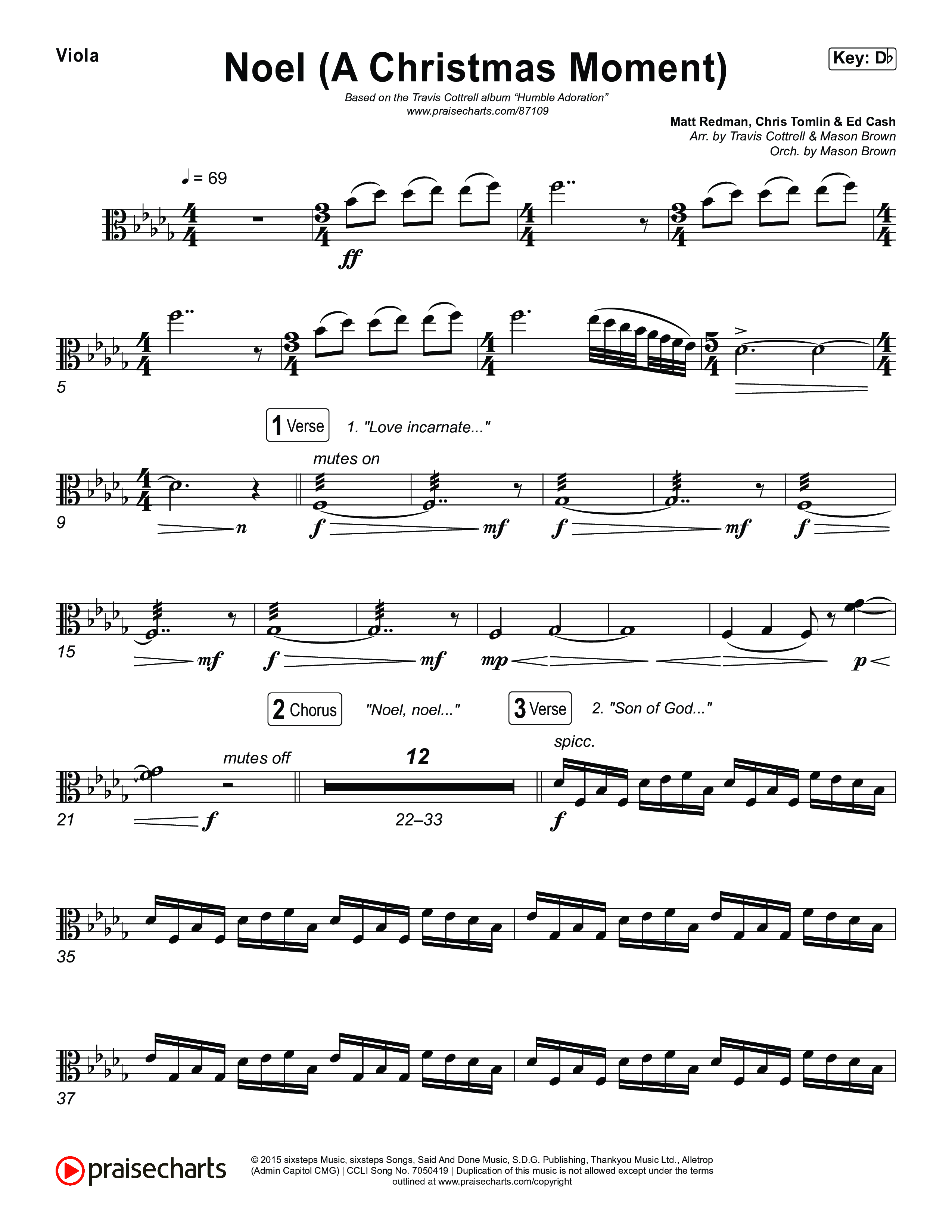 Noel (A Christmas Worship Moment) (Choral/SATB) Viola (Brooke Voland / Finley Voland / Arr. Travis Cottrell / Orch. Mason Brown)