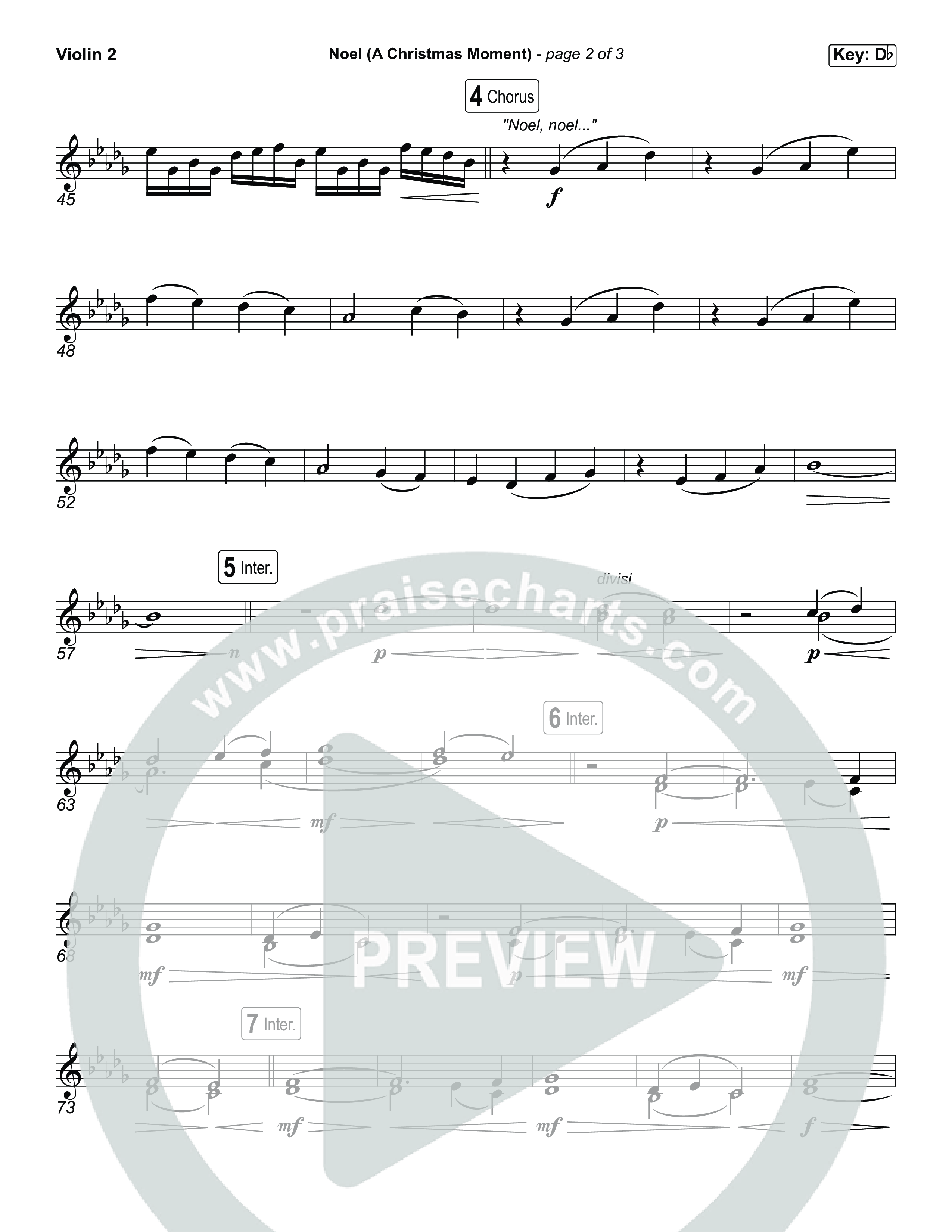 Noel (A Christmas Worship Moment) (Choral/SATB) Violin 2 (Brooke Voland / Finley Voland / Arr. Travis Cottrell / Orch. Mason Brown)