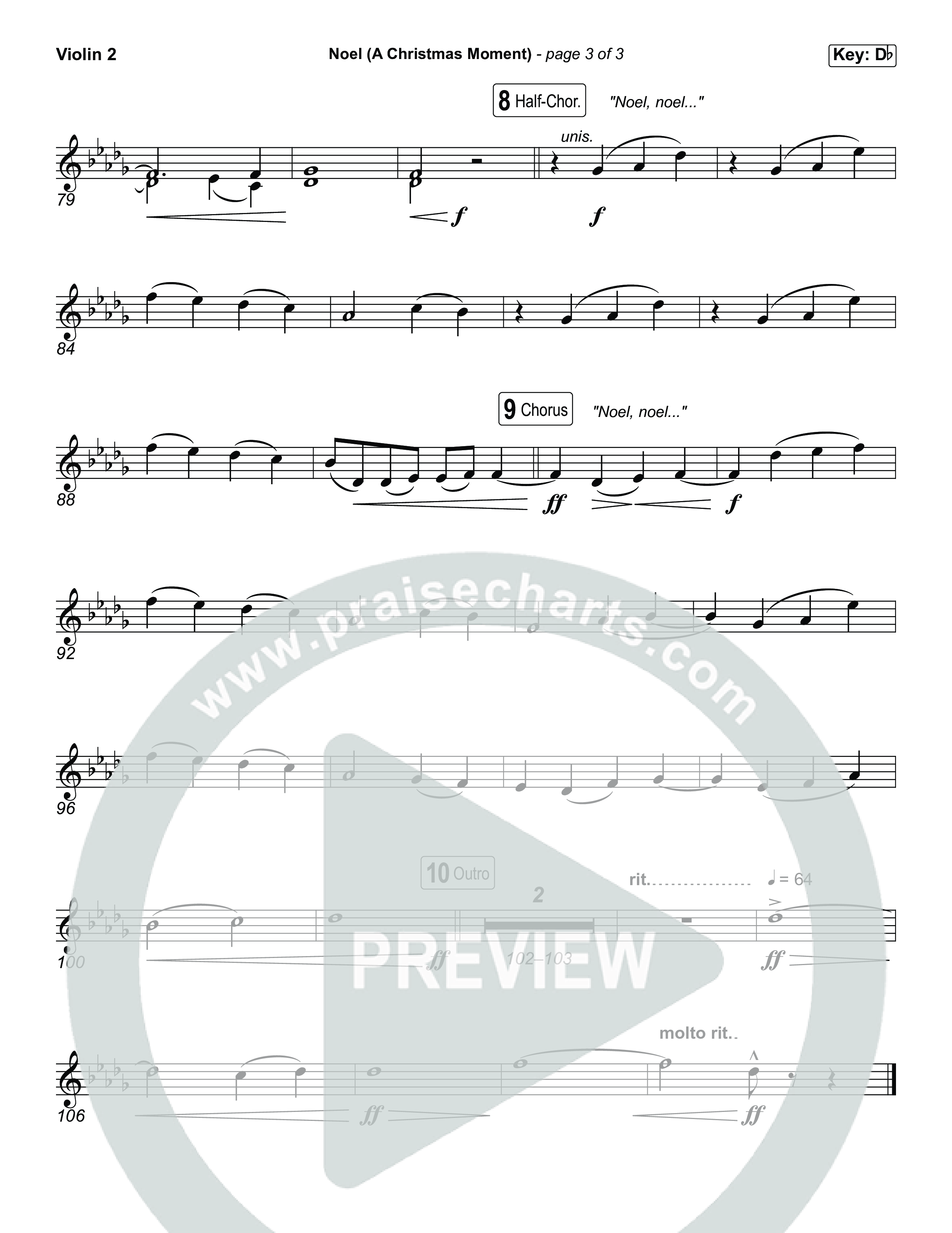 Noel (A Christmas Worship Moment) (Choral/SATB) Violin 2 (Brooke Voland / Finley Voland / Arr. Travis Cottrell / Orch. Mason Brown)