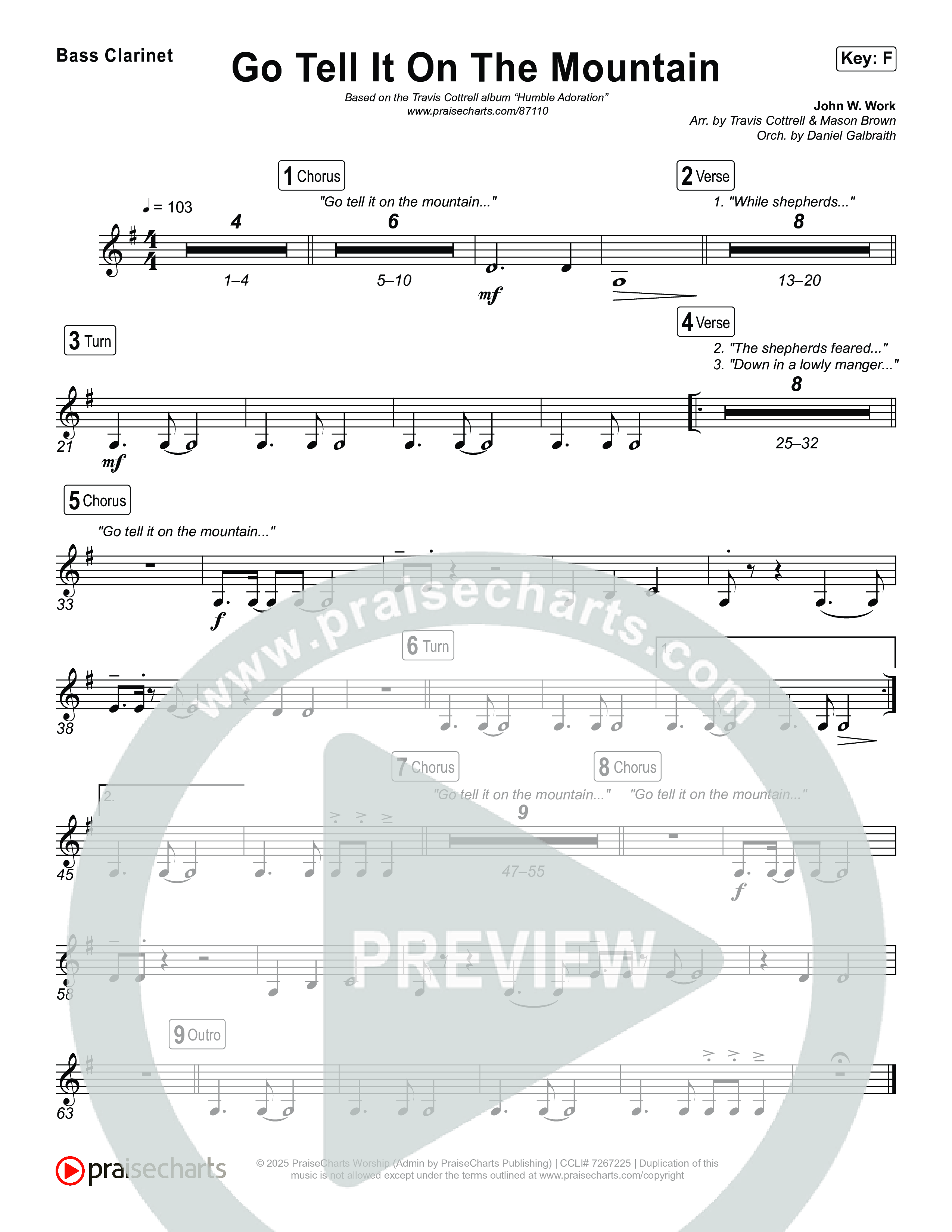 Go Tell It On The Mountain (Choral/SATB) Clarinet 1,2 (Travis Cottrell / Arr. Mason Brown / Orch. Daniel Galbraith)