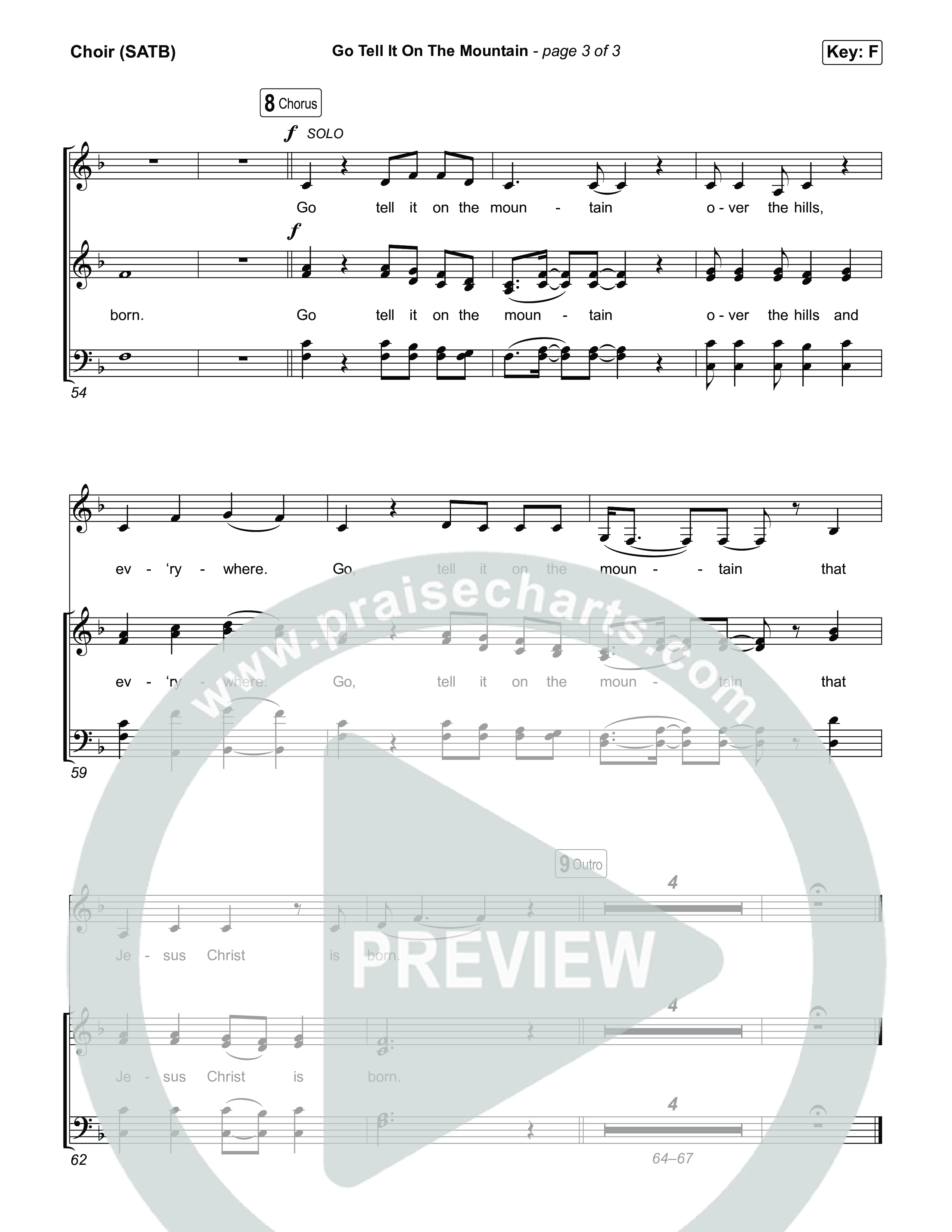 Go Tell It On The Mountain (Choral/SATB) Choir Sheet (SATB) (Travis Cottrell / Arr. Mason Brown / Orch. Daniel Galbraith)