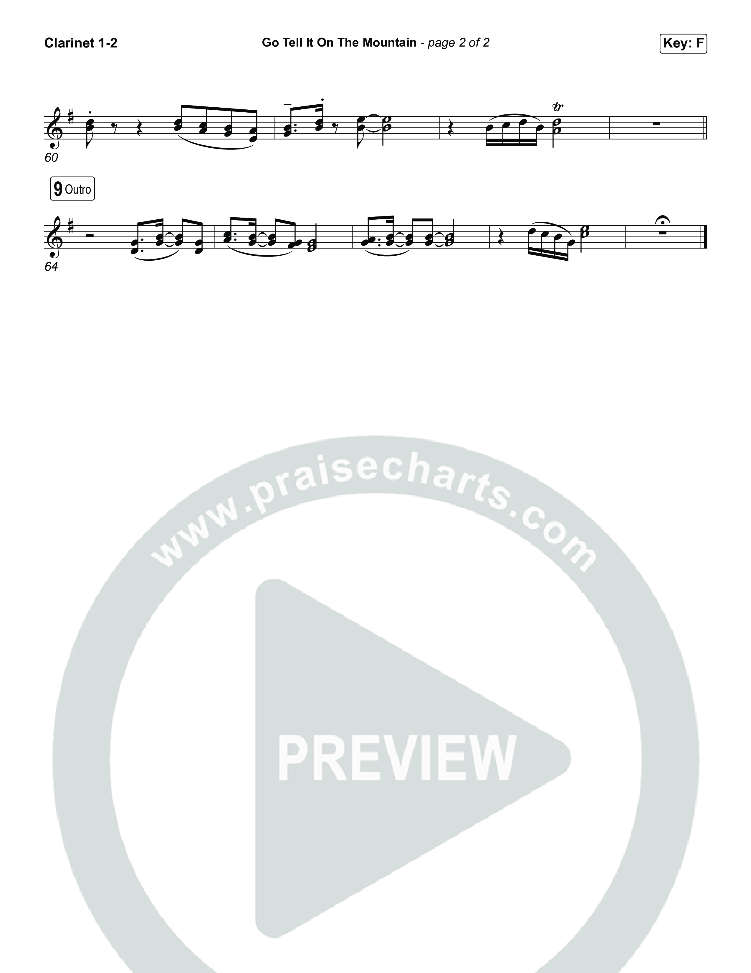 Go Tell It On The Mountain (Choral/SATB) Clarinet 1,2 (Travis Cottrell / Arr. Mason Brown / Orch. Daniel Galbraith)
