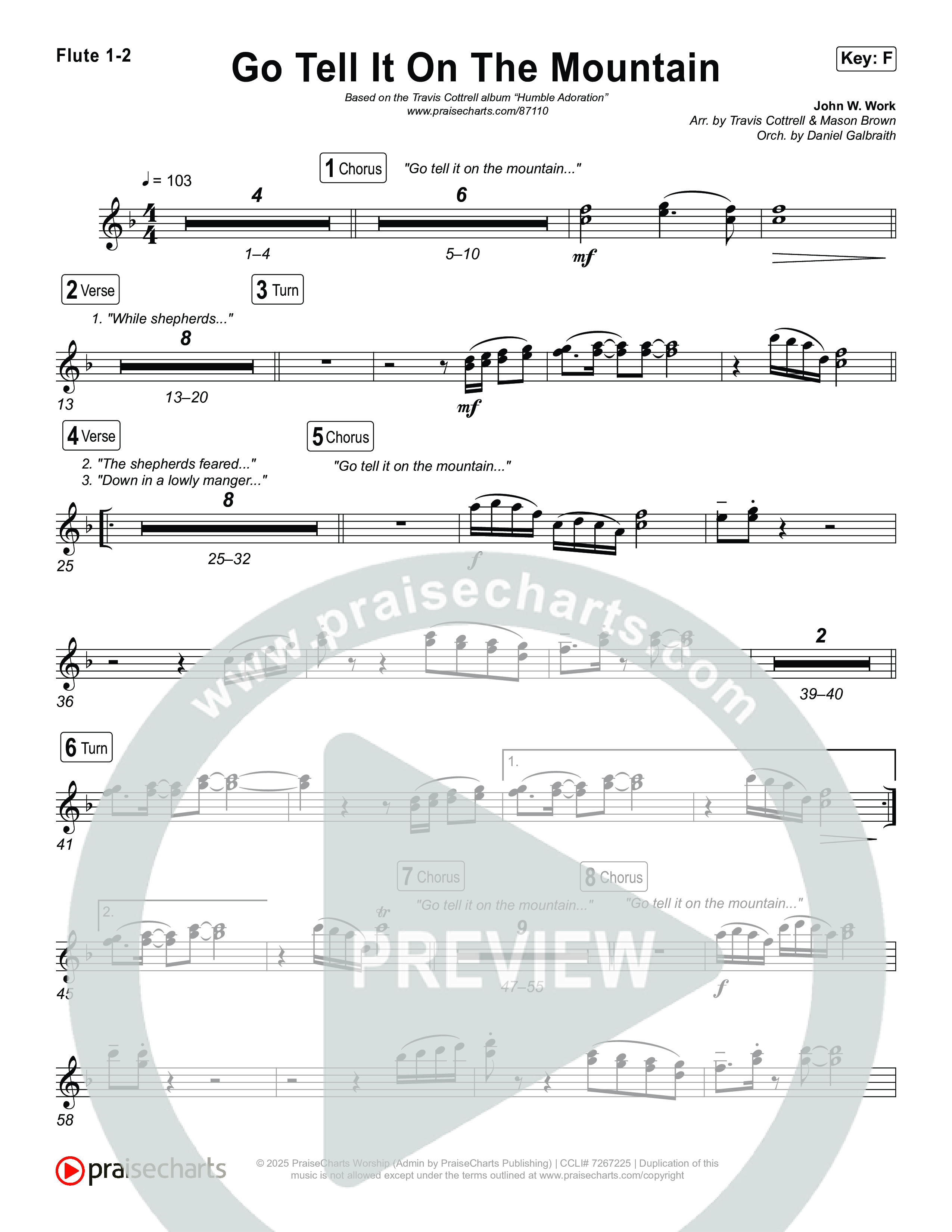 Go Tell It On The Mountain (Choral/SATB) Wind Pack (Travis Cottrell / Arr. Mason Brown / Orch. Daniel Galbraith)