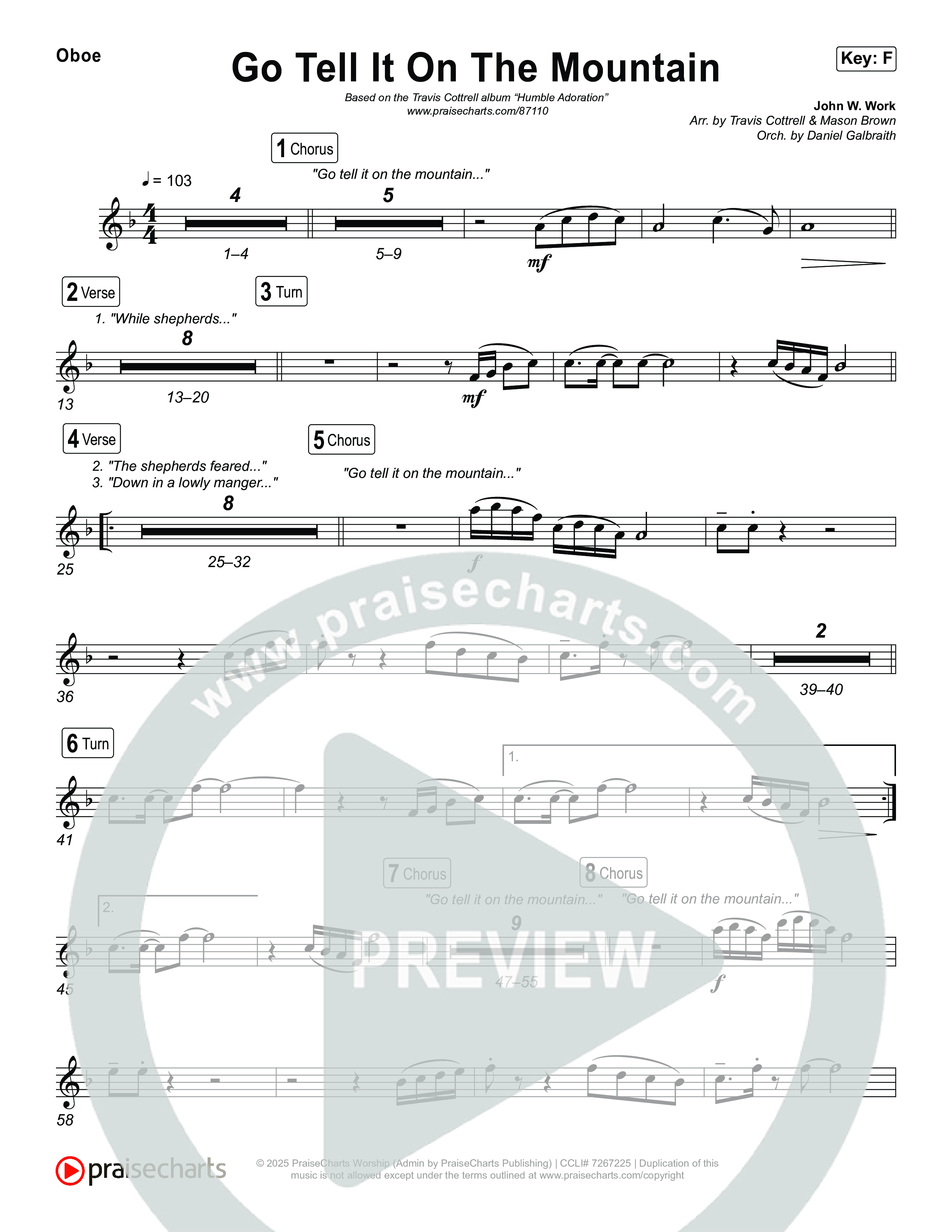 Go Tell It On The Mountain (Choral/SATB) Wind Pack (Travis Cottrell / Arr. Mason Brown / Orch. Daniel Galbraith)