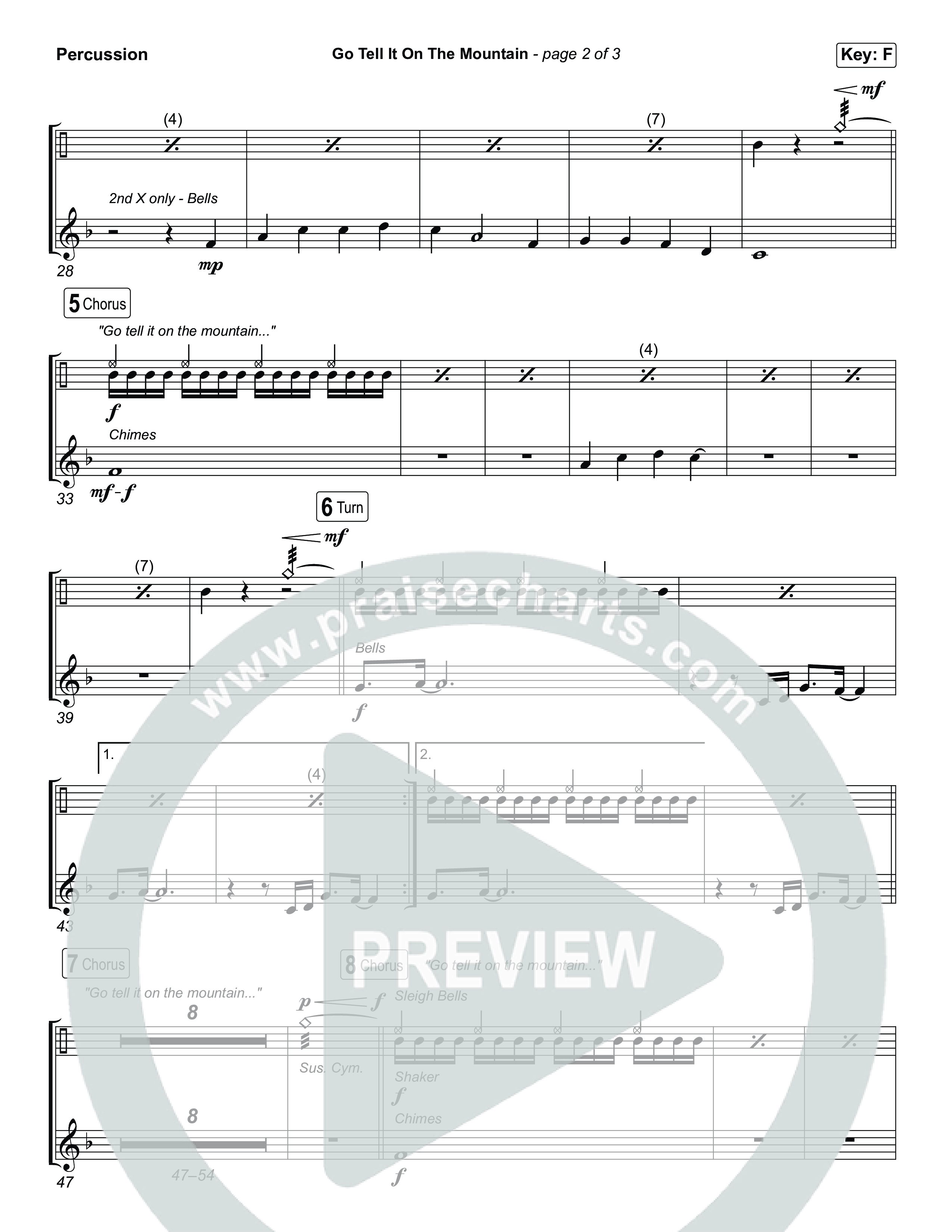 Go Tell It On The Mountain (Choral/SATB) Percussion (Travis Cottrell / Arr. Mason Brown / Orch. Daniel Galbraith)