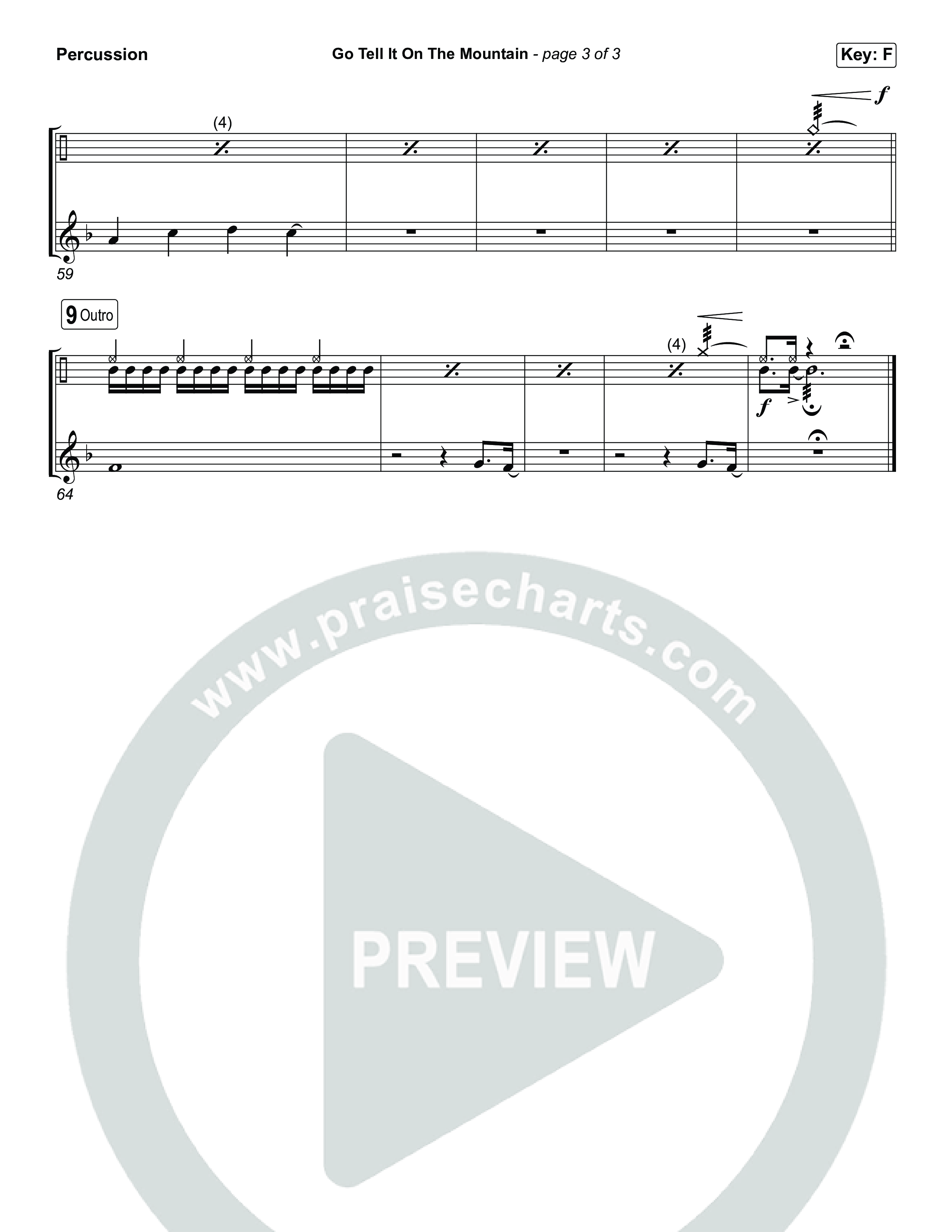 Go Tell It On The Mountain (Choral/SATB) Percussion (Travis Cottrell / Arr. Mason Brown / Orch. Daniel Galbraith)