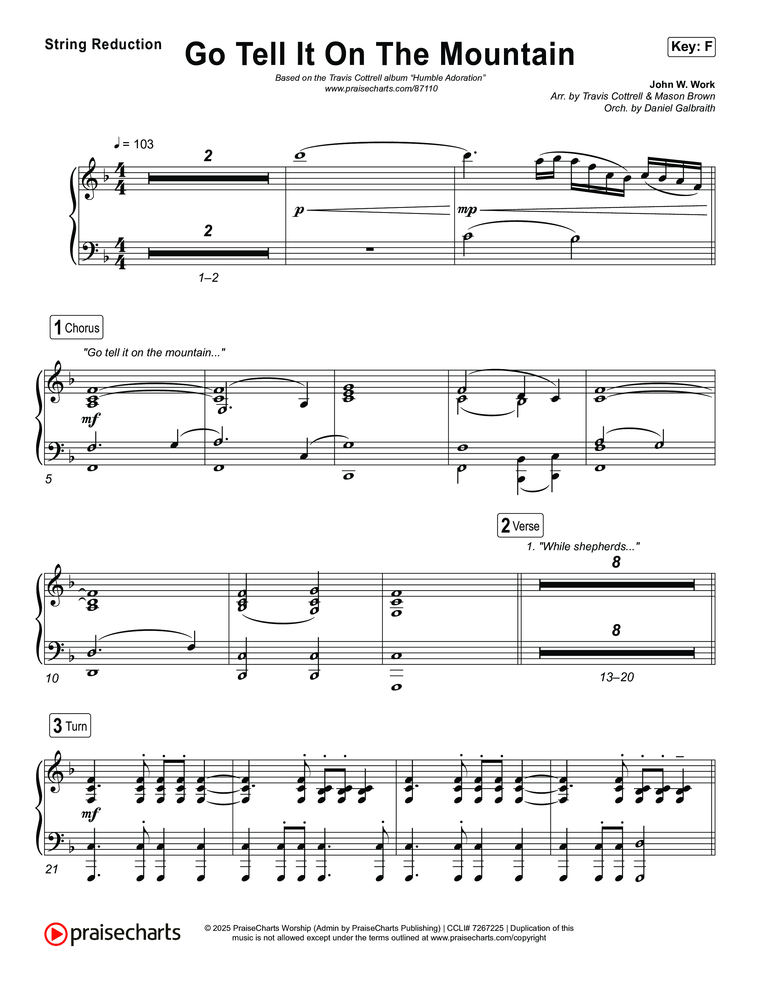 Go Tell It On The Mountain (Choral/SATB) String Reduction (Travis Cottrell / Arr. Mason Brown / Orch. Daniel Galbraith)
