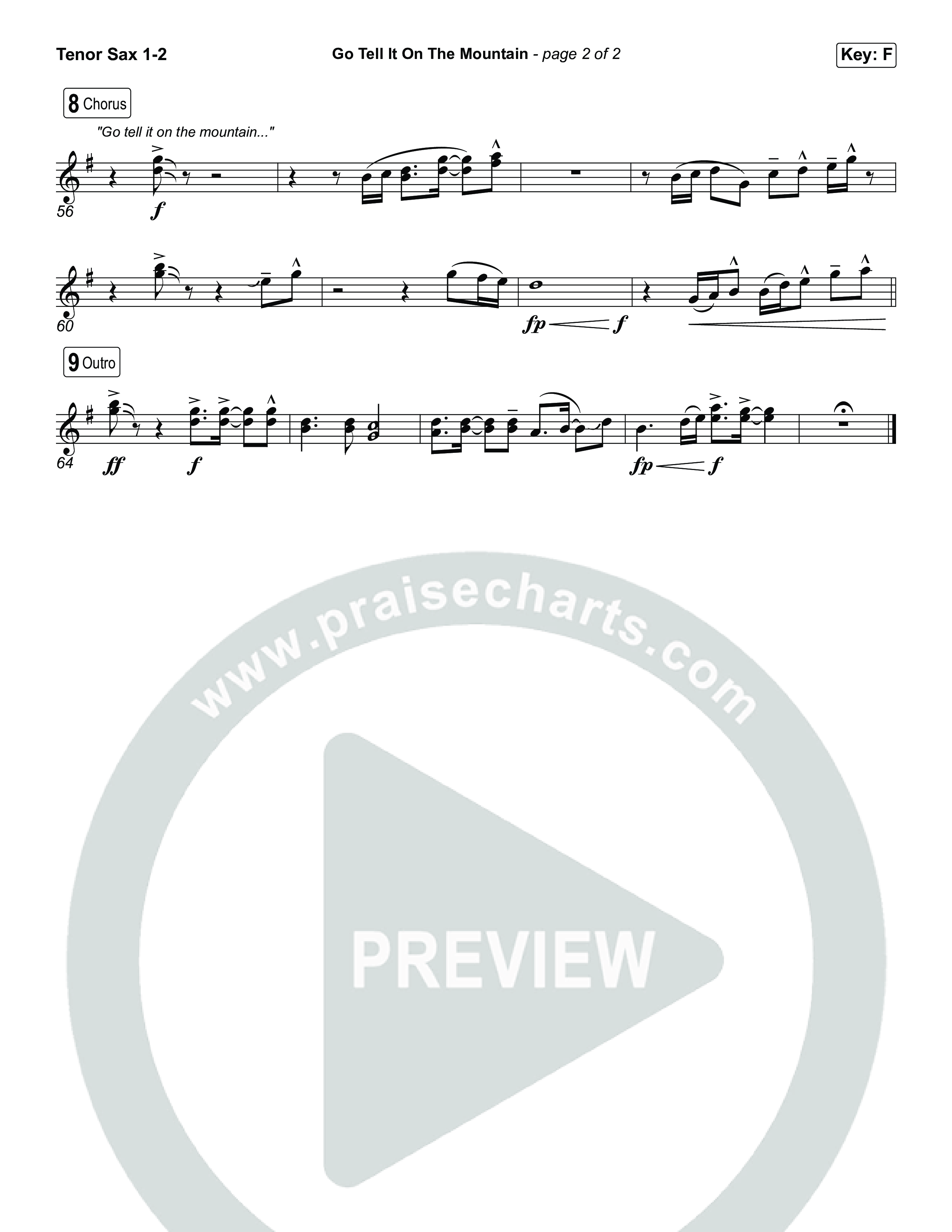 Go Tell It On The Mountain (Choral/SATB) Tenor Sax 1,2 (Travis Cottrell / Arr. Mason Brown / Orch. Daniel Galbraith)